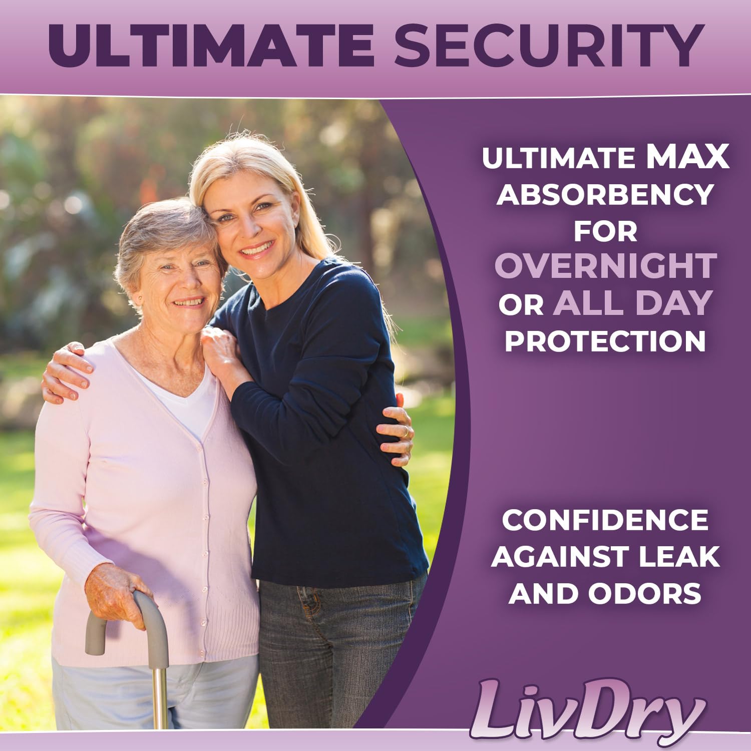 Livdry XXL Adult Diapers for Women - Maximum Absorbency Overnight Protection - Plus Size Incontinence Underwear (10 Count) - Ideal for Heavy Flow, Nighttime Use & Long-Lasting Comfort