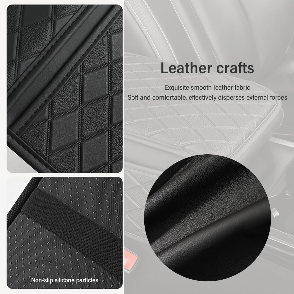 Salior Widen Leather Car Center Console Cover with 2 Side Pockets, Multi-Functional Arm Rest Cover for Enhanced Car Organizers and Storage, Total Protection Accessories for Daily Commute and Long Drives (Black)