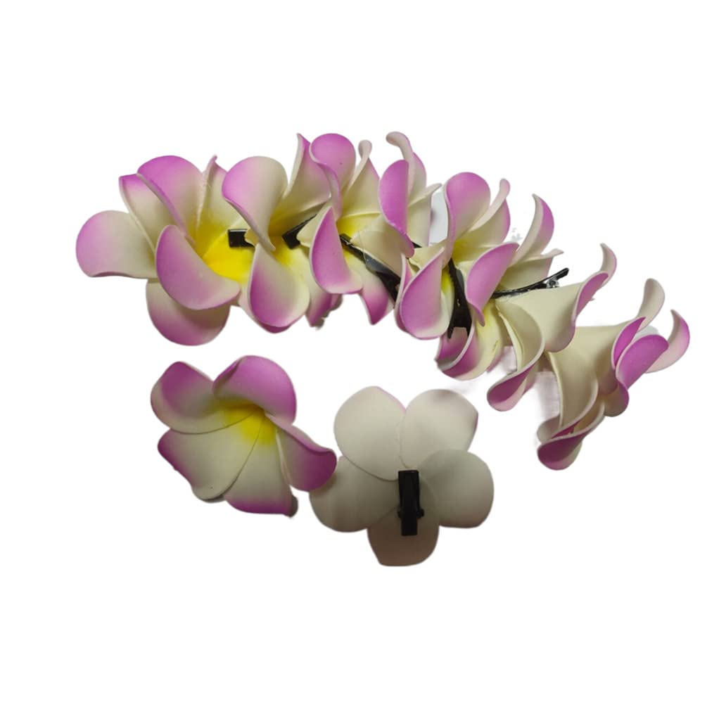 12PCS Hawaiian Plumeria Flower Hair Clips - Bohemian Foam Hair Accessories for Women, Bridal Wedding Party & Beach Vacation (Rose Red) | Perfect for Summer Outfits, Tropical Vacations & Boho Fashion Styles