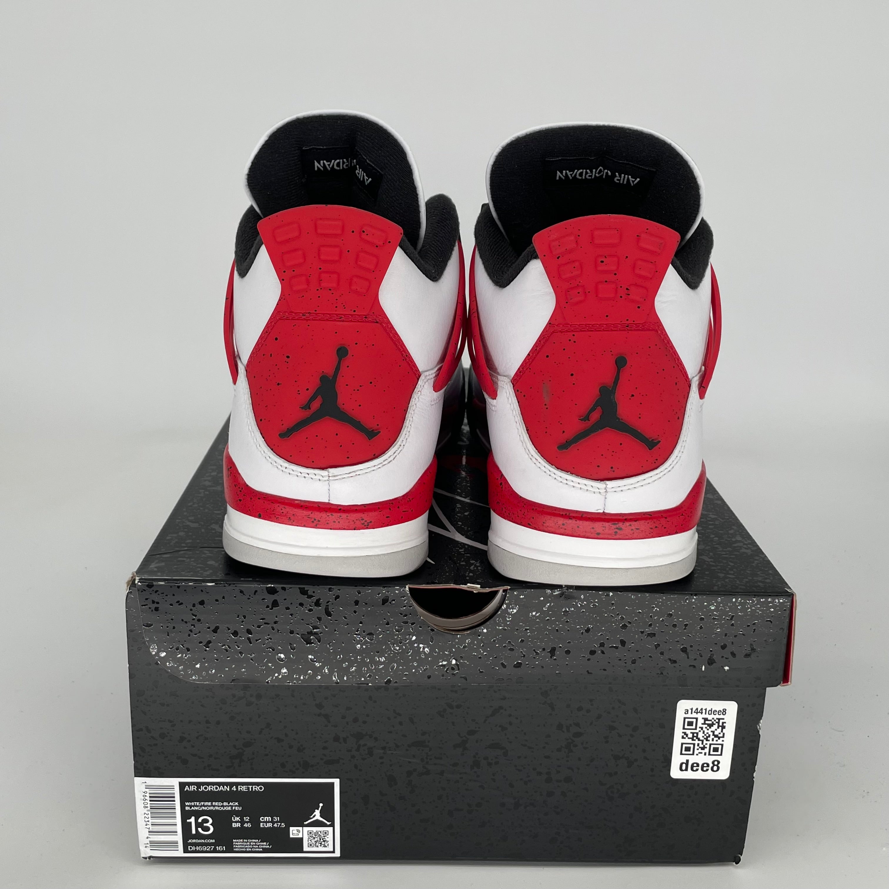 Air Jordan 4 Retro Red Cement Men's Basketball Shoes Size 13 DH6927-161 - Perfect for Sneaker Collectors & Streetwear Fashion