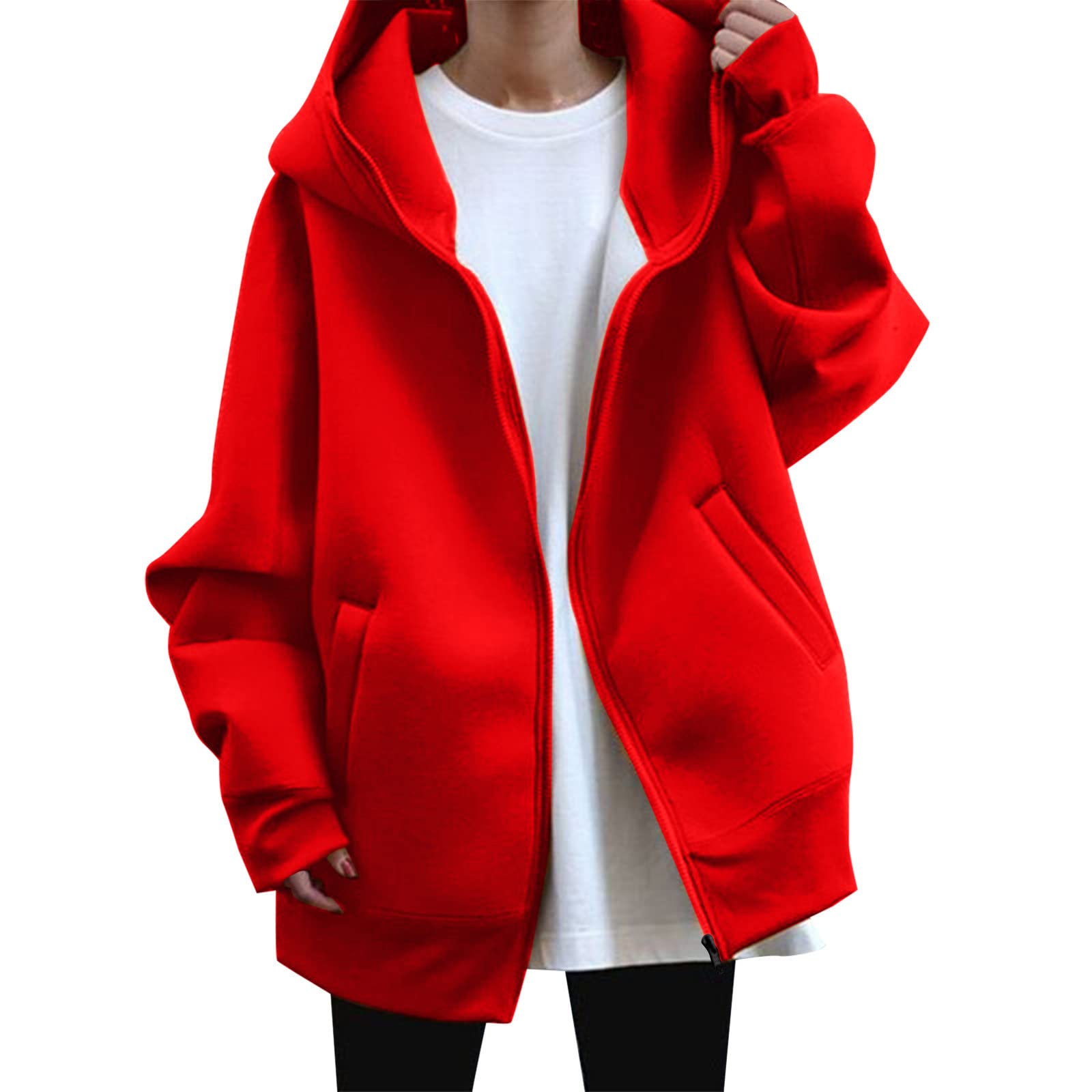 Women's Long Sleeve Fleece Hoodie - Solid Color Loose Fit Pullover Sweatshirt with Irregular Print | Casual Streetwear, Winter Layering, Outdoor Activities