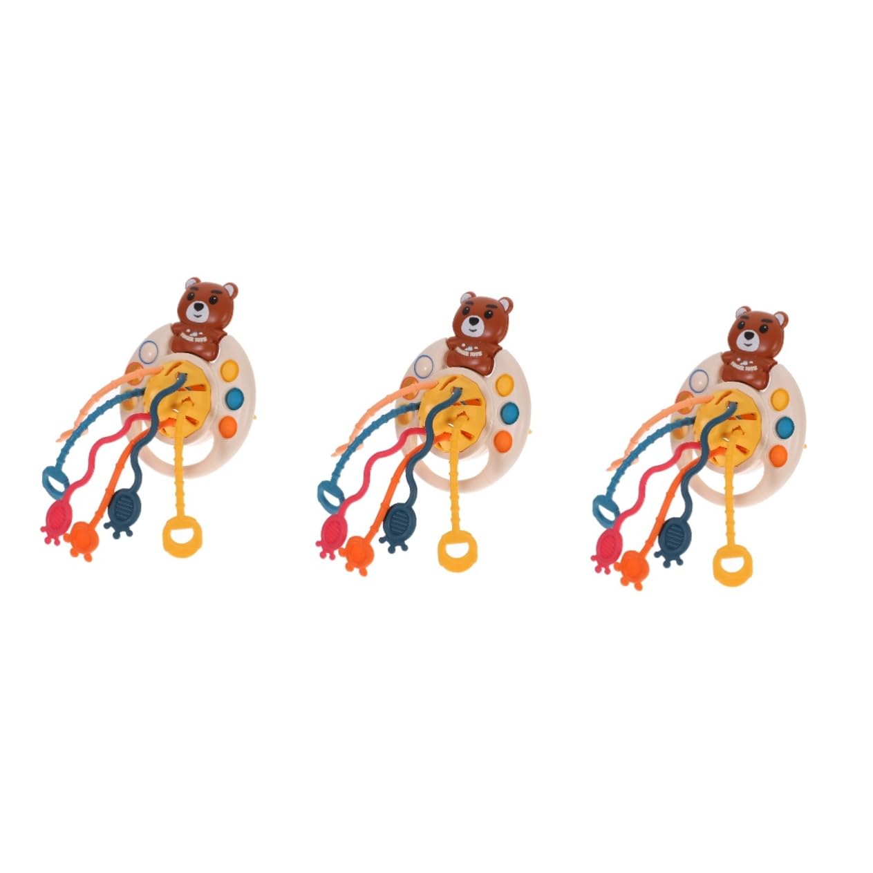 VICASKY 3-Pack Silicone String Pull Toys for Toddlers - Sensory Teething Toys, Baby Educational & Interactive Learning Toys, Pumpkin Cartoon Design - Perfect for Preschool Playtime, Daycare Activities & Autism Therapy