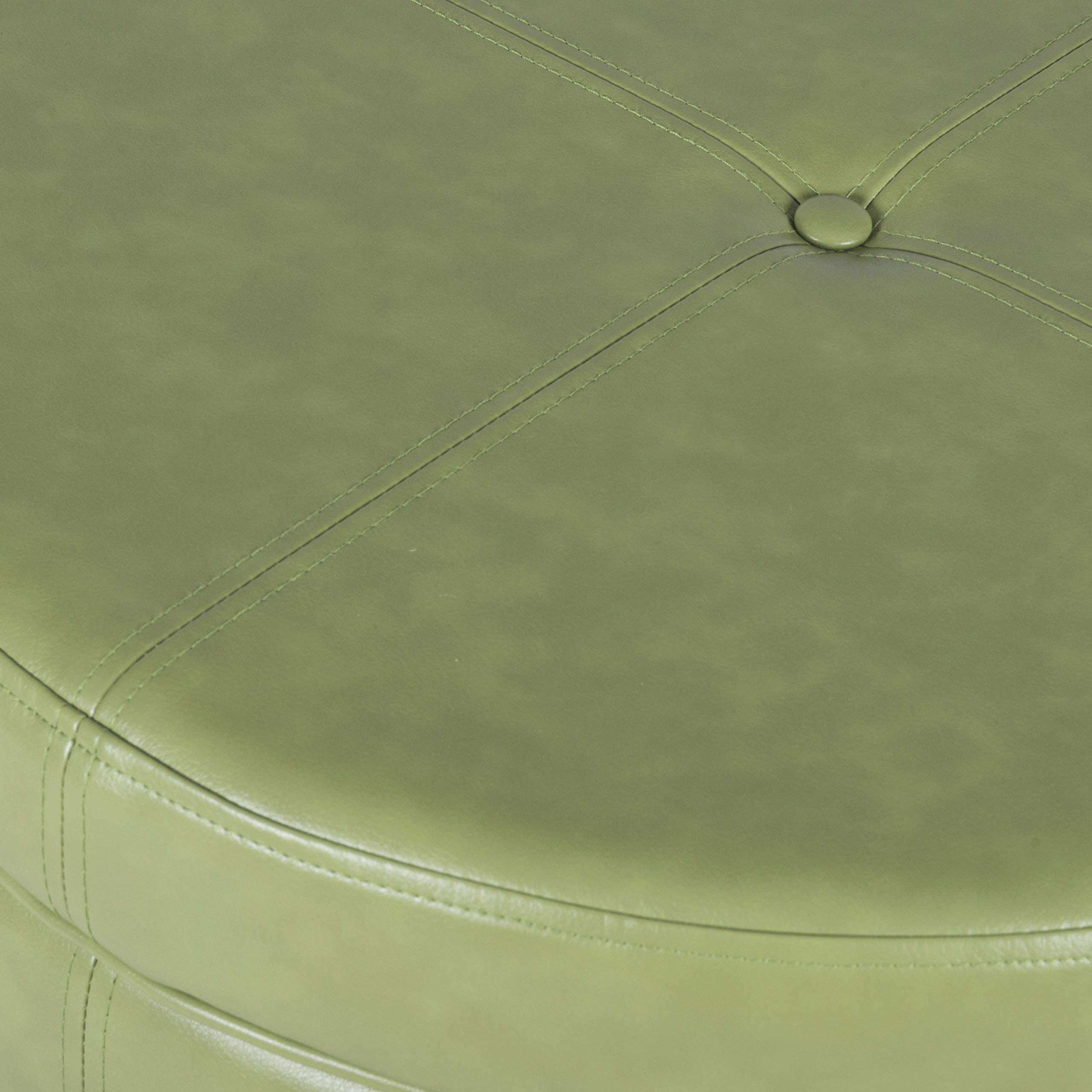 HomePop Large Round Leatherette Storage Ottoman with Lift-Top Lid in Moss Green - Perfect for Living Room, Bedroom & Home Organization