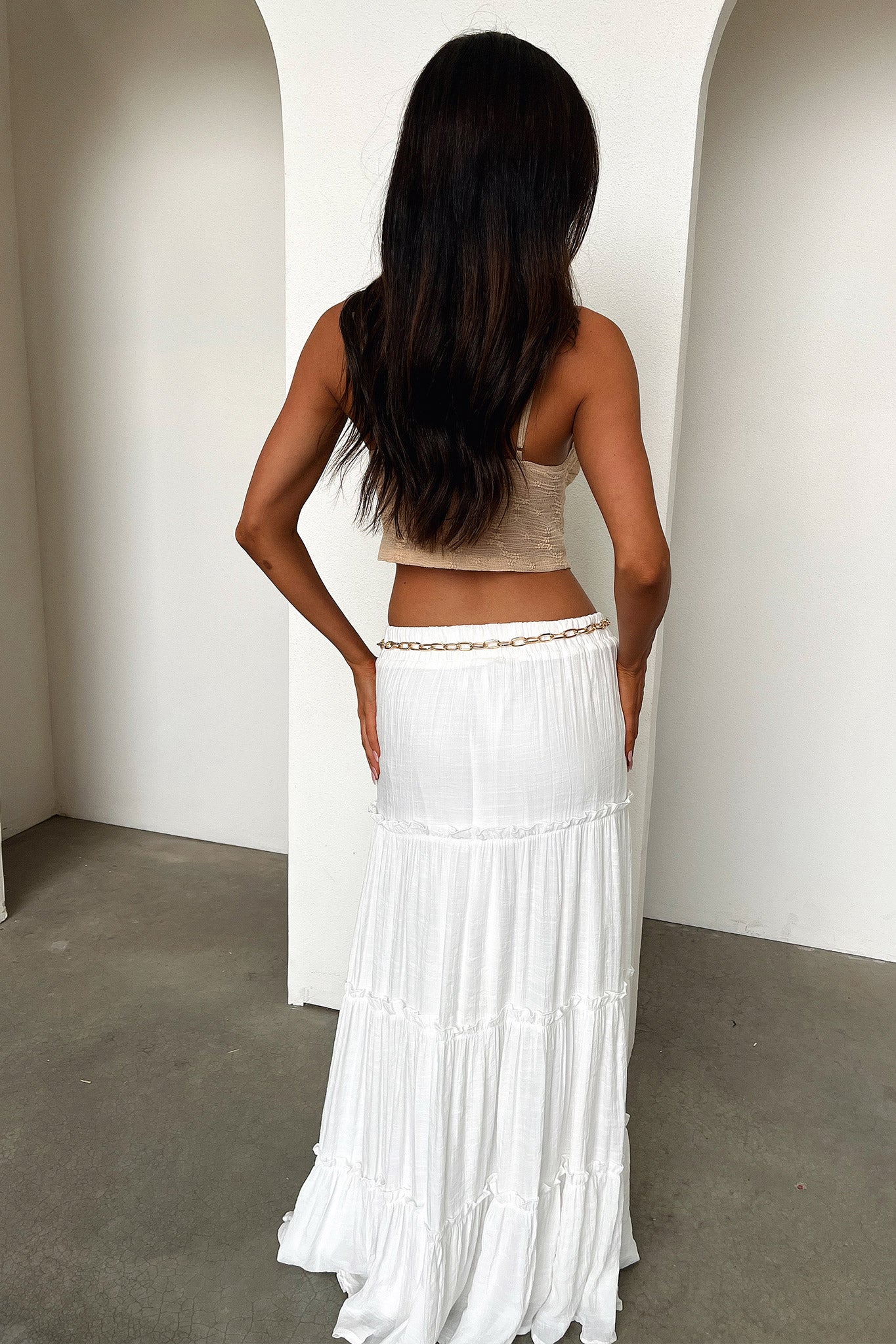 Dunne Maxi Skirt for Women - Flowy White Long Skirt with Elastic Waist | Perfect for Summer, Beach, Boho Outfits & Casual Wear