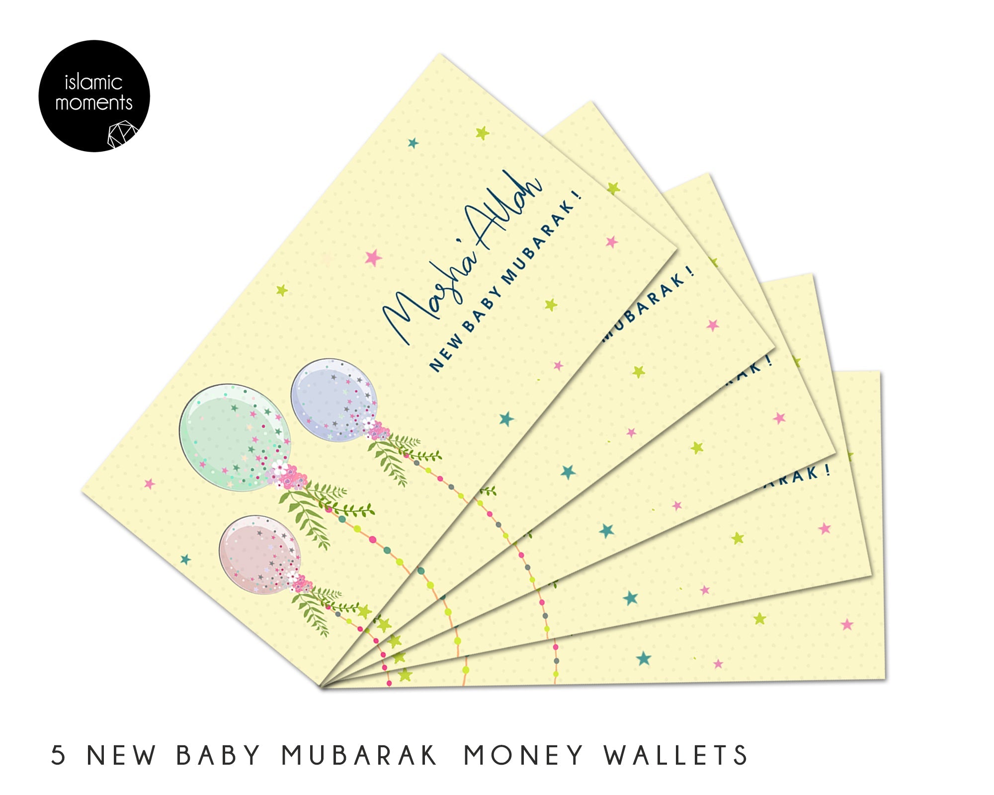 Elegant Masha'Allah New Baby Mubarak Money Wallet - Perfect for Islamic Baby Gifts, Celebrations & Eid Presents