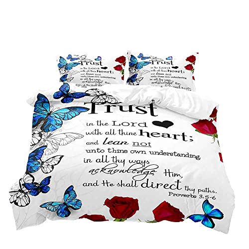 Blue Butterfly & Red Rose (No Comforter)