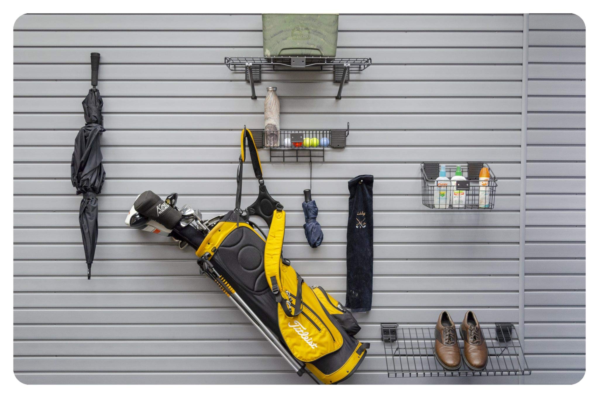 HandiWall Golf Accessory Kit for Garage Slatwall Panels - Golf Club Organizer & Storage Solution for Home, Garage & Basement