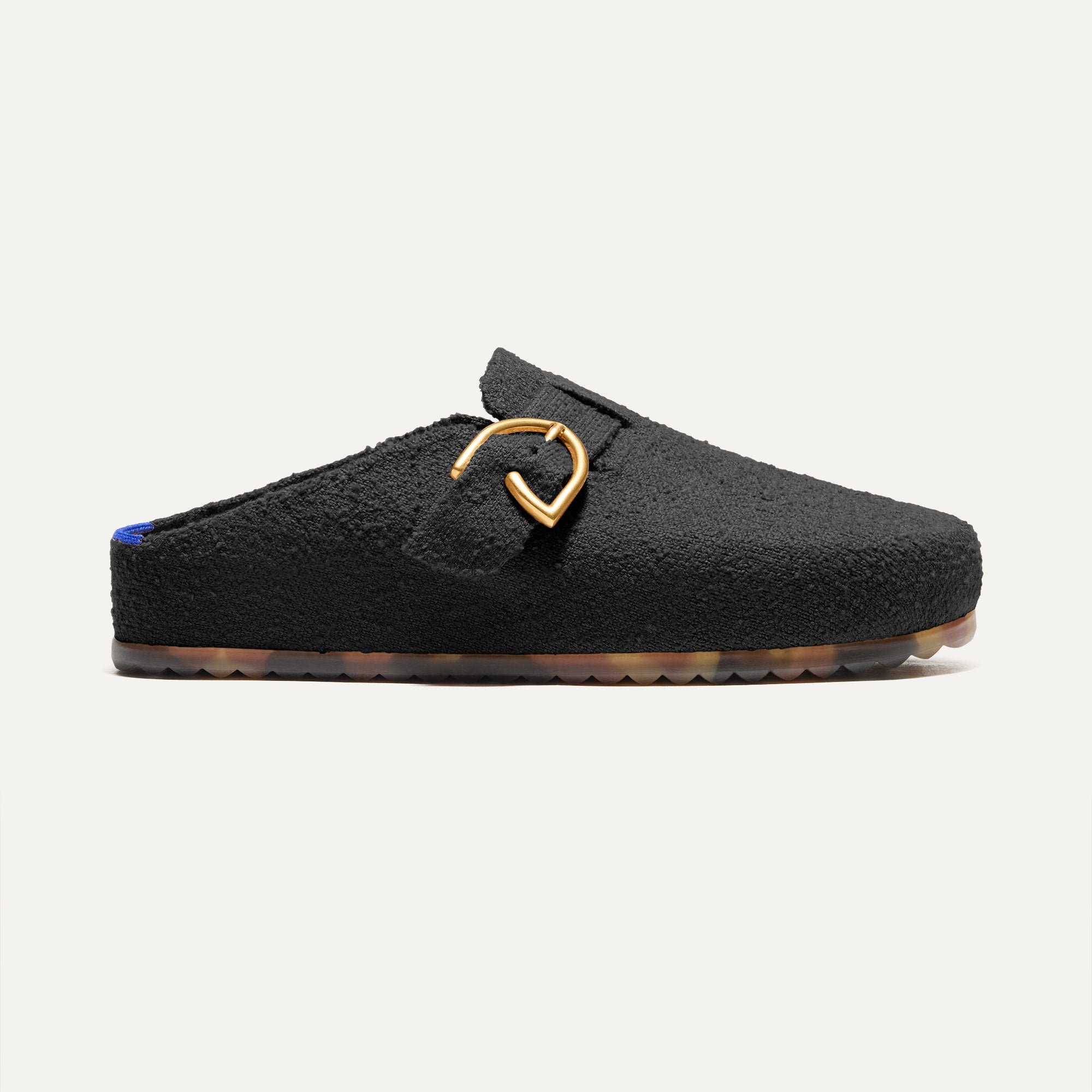 Soft Black Bouclé Buckle Clog - Comfortable Slip-On Shoes for Women | Perfect for Casual Wear, Home & Office