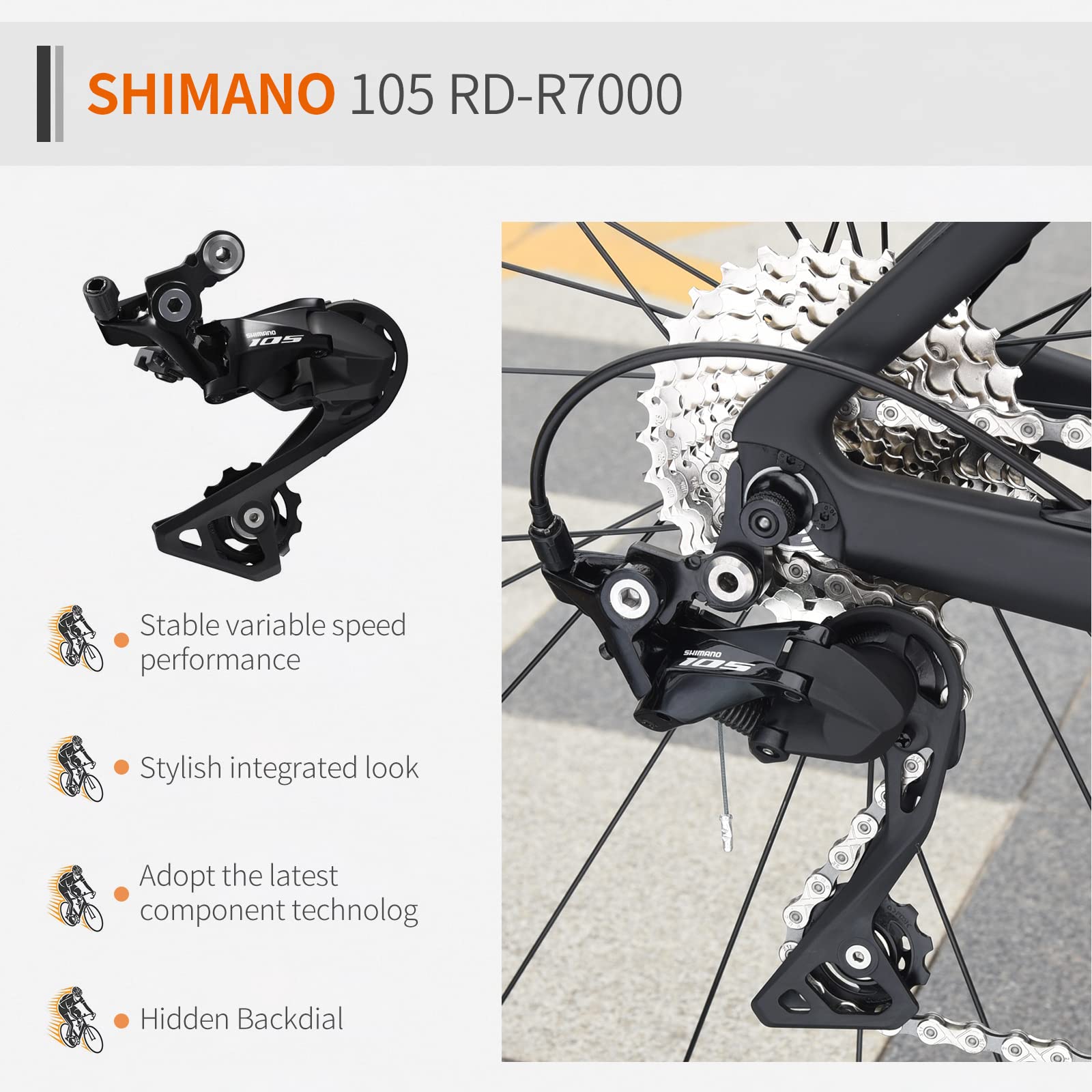 SAVADECK Windwar 5.0 Carbon Fiber Road Bike - 700C Racing Bicycle with Shimano 105 22-Speed Groupset & 25C Tires | Ultra-Lightweight Carbon Frame for Men & Women | Perfect for Road Racing, Endurance Training & Long-Distance Cycling