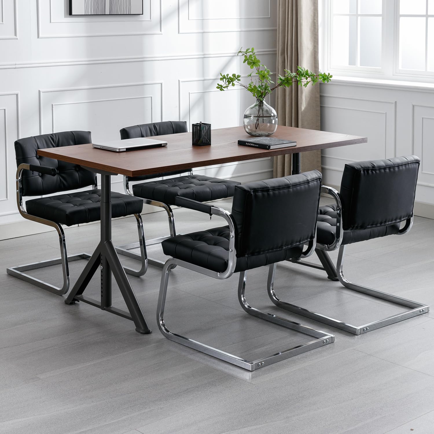 Okeysen Modern Leather Office Chair - Conference Room, Guest & Reception Chair with Sled Base - Comfortable Waiting Room Seating for Business, Hotels & Professional Spaces