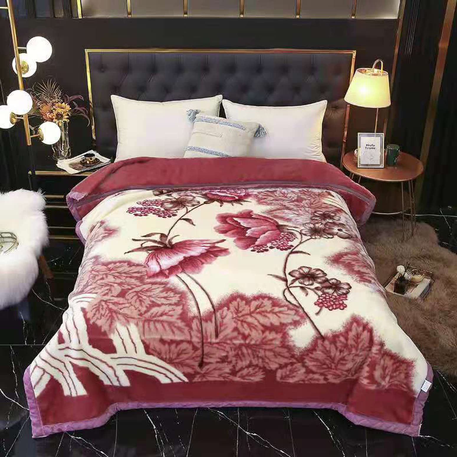 LGYKUMEG 4Kg Weighted Blanket King Size - Silky Soft & Warm Reversible Mink Blanket for All Seasons | 2-Ply Embossed Raschel Bedding | Cozy Plush Throw for Autumn & Winter (200x230cm) - Perfect for Bedrooms, Couches & Gift Giving