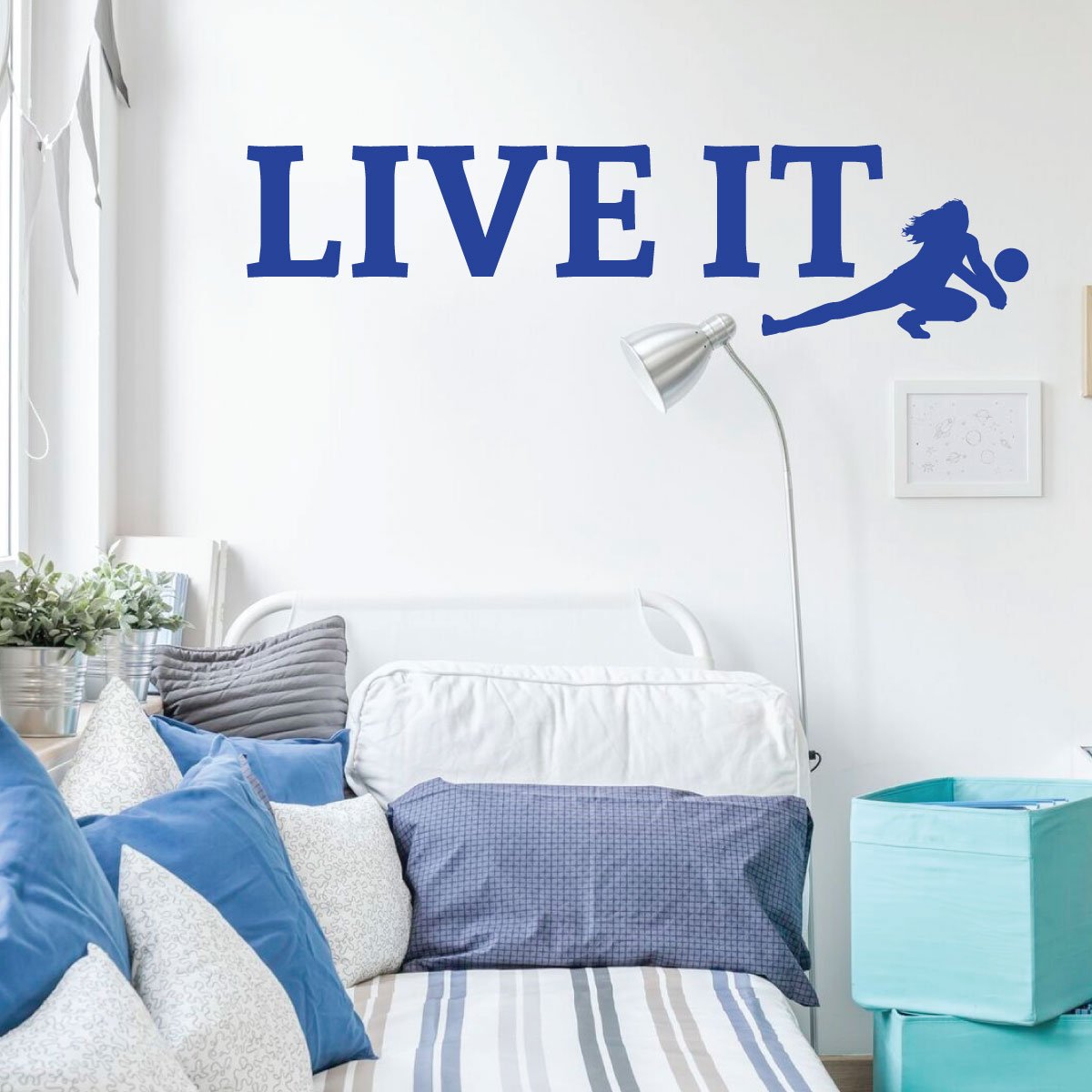 Volleyball Wall Decal - 'Live It' Vinyl Sticker for Girls Bedroom & Playroom - Sports Themed Room Decor - Perfect for Volleyball Lovers & Teen Athletes