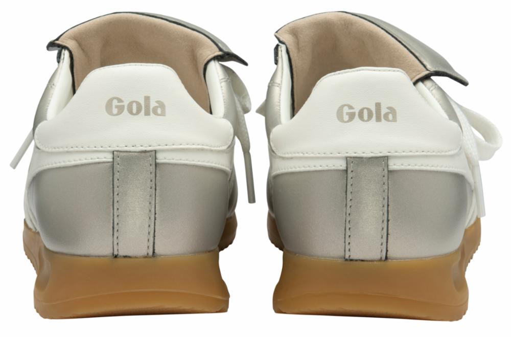 Gola Women's Stadium 86 Silver Metallic Sneakers - Retro Running Shoes for Women - Perfect for Casual Wear, Gym & Street Style Fashion