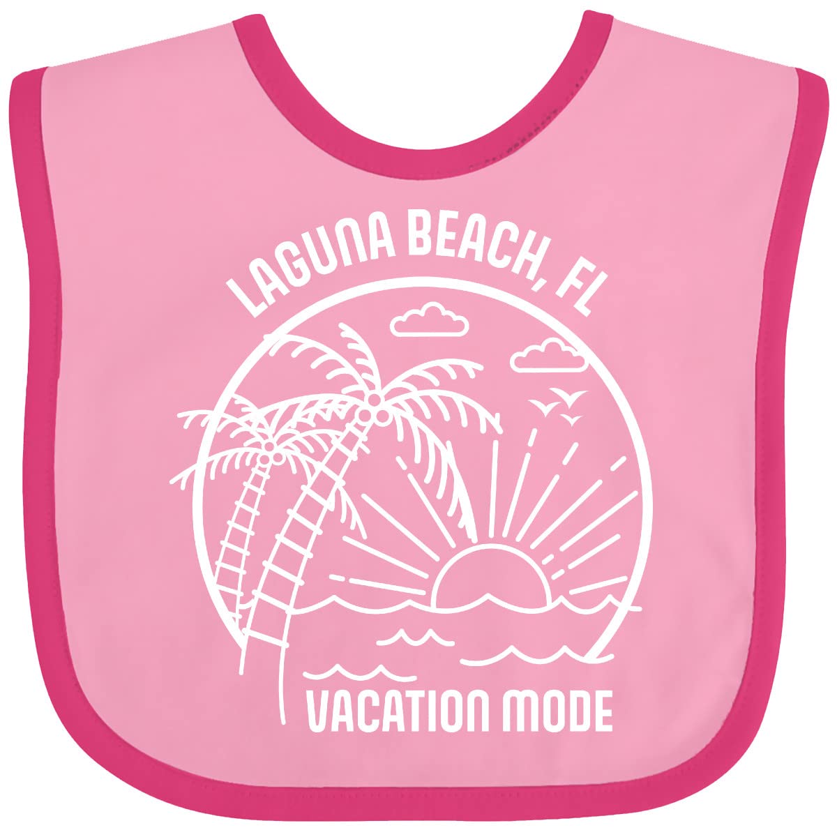 Inktastic Summer Vacation Mode Laguna Beach Florida Baby Bib - Soft Cotton Drool Bib for Infants & Toddlers - Perfect for Beach Trips, Travel & Outdoor Adventures