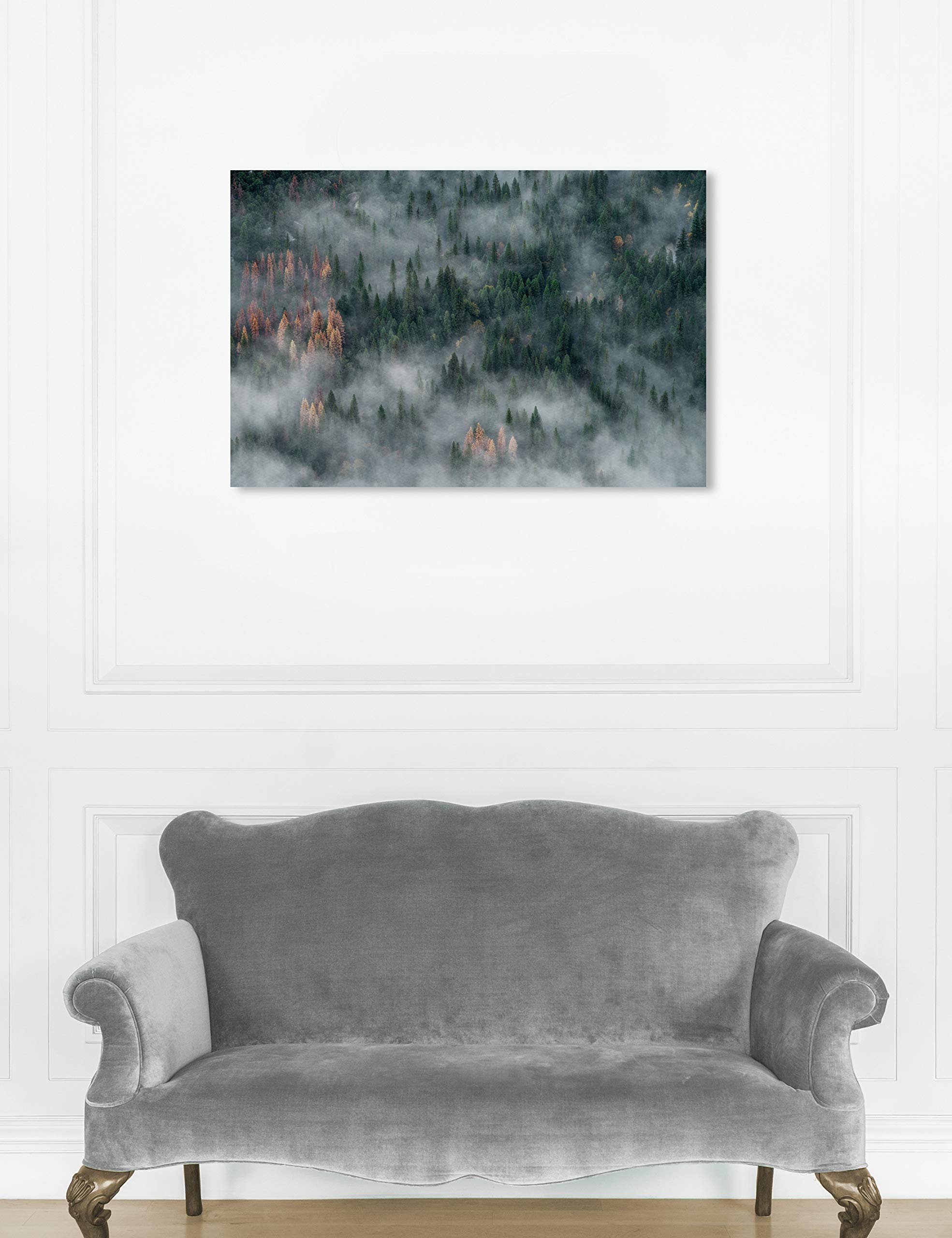 Oliver Gal Artist Co. 'Inmensidad' Nature & Landscape Wall Art Canvas Print - 36x24 Inches, Green & White - Perfect for Living Room, Bedroom & Office Décor