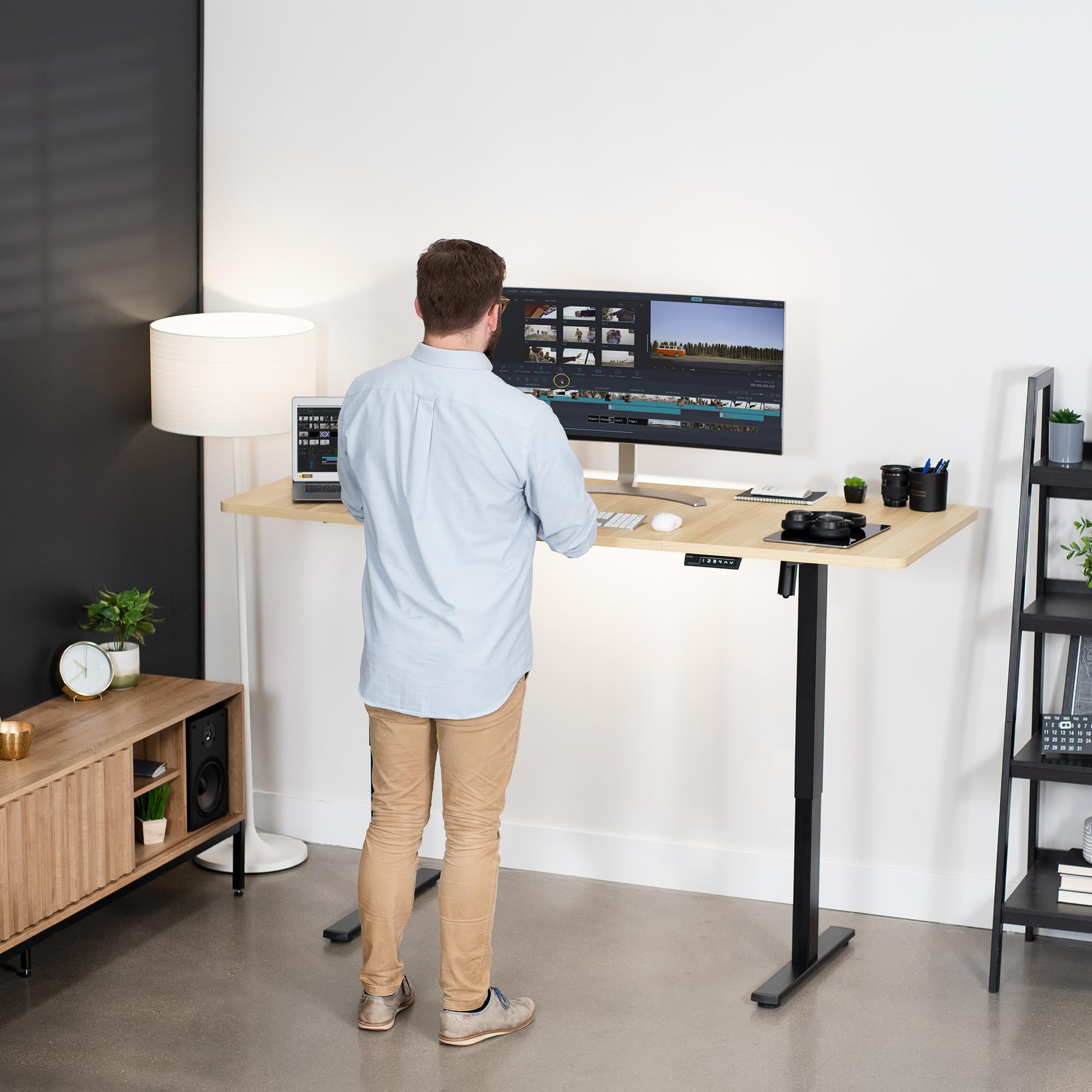 VIVO Electric Standing Desk Frame - Adjustable Height Workstation with 220 lbs Capacity, Brushless Motor & Memory Controller, Black (DESK-V100EBY) - Perfect for Home Office, Gaming Setup, and Ergonomic Workspaces