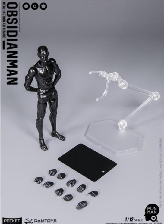Damtoys 1/12 Pocket Elite Obsidian Man Scale Body Action Figure - Highly Articulated Collectible Toy for Display & Photography - Perfect for Collectors, Cosplay & Diorama Scenes