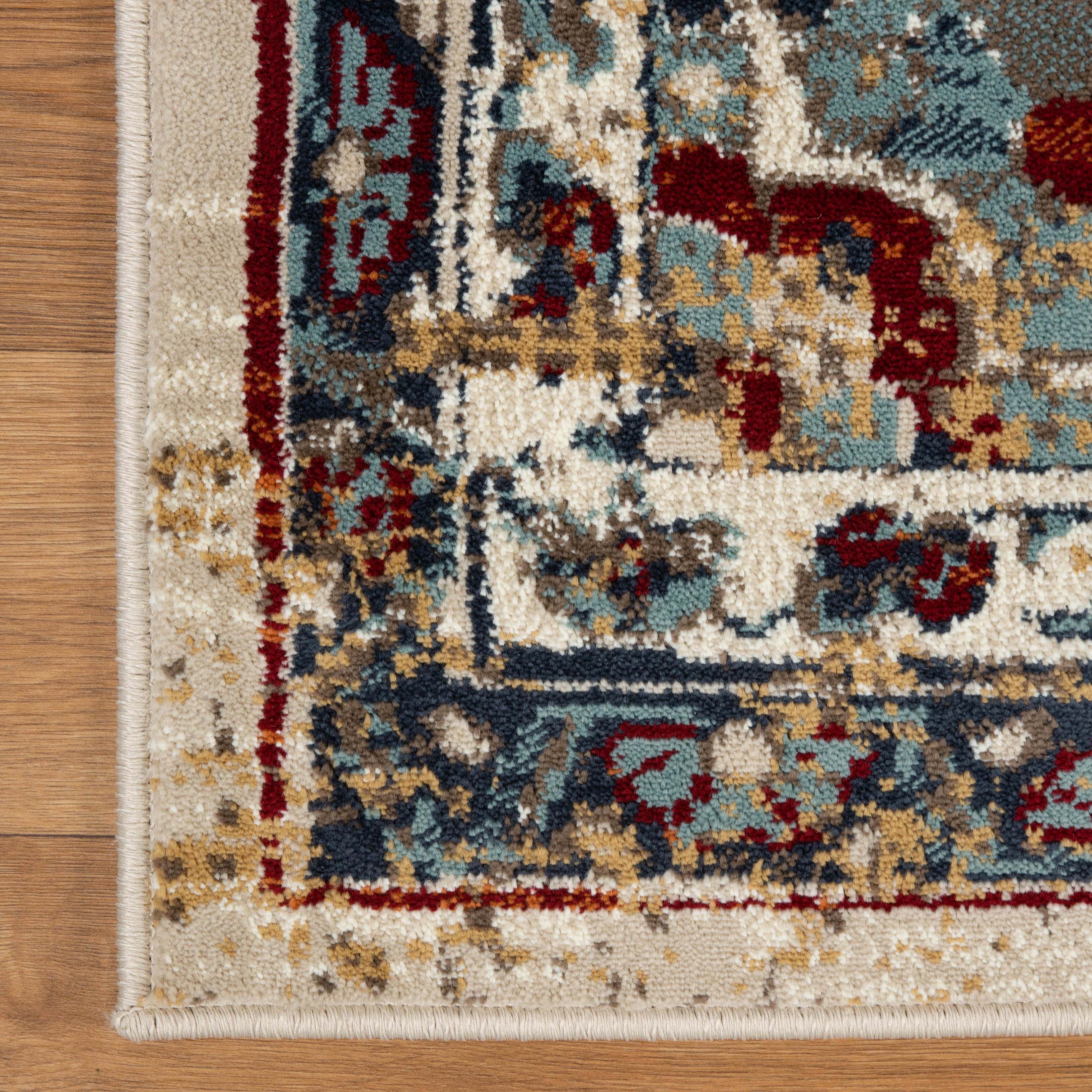 Abena Traditional Medallion Indoor Area Rug or Runner - Non-Slip Living Room Carpet, Bedroom Decor, Hallway Runner - Perfect for Home, Office & Apartment