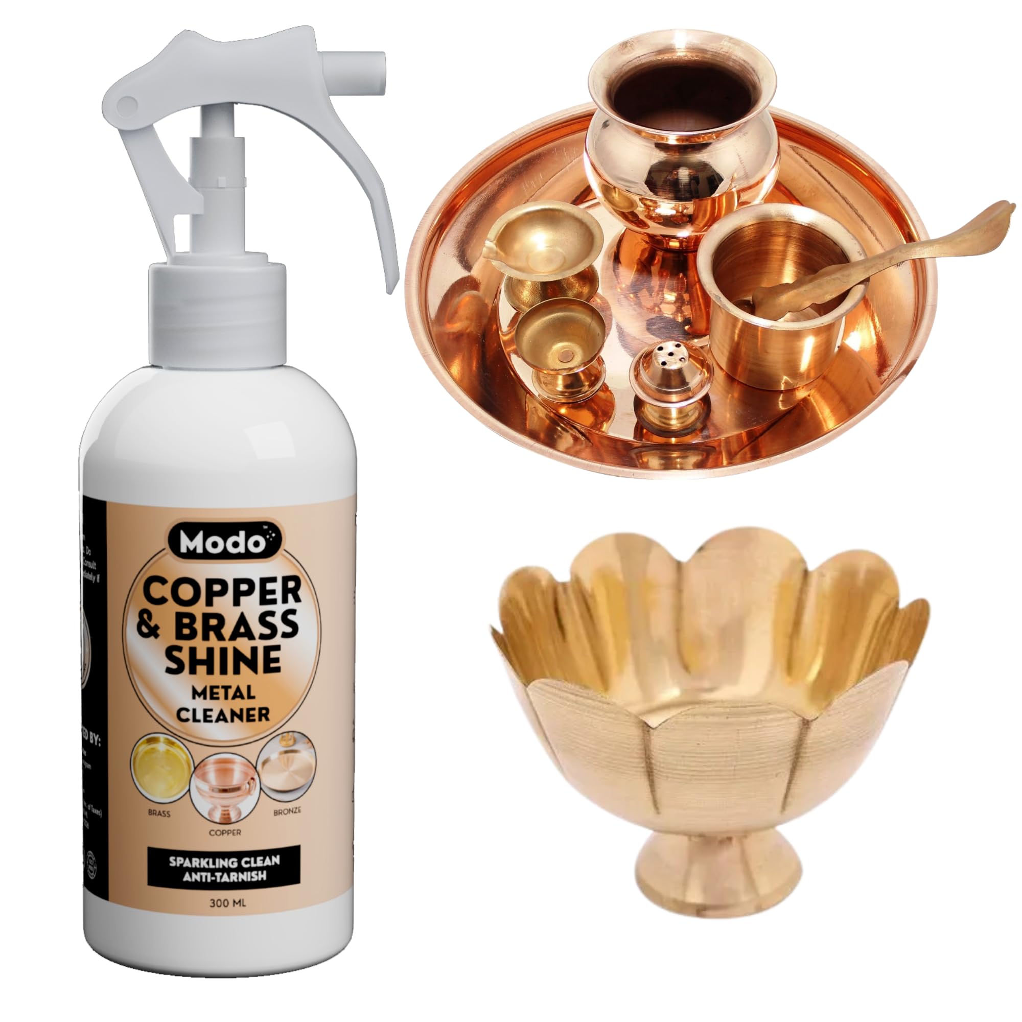 Premium Copper & Brass Cleaner Spray - Anti-Tarnish Polish for Decorative Items (300ml) | Restores Shine on Jewelry, Antiques, Home Decor & More