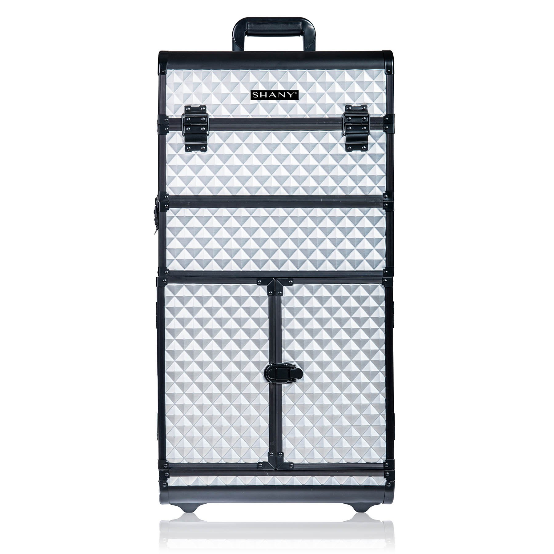 SHANY REBEL Series Pro Makeup Artists Rolling Train Case - Professional Cosmetic Trolley with Metallic Finish for Salon, Travel & On-the-Go Makeup Artists | Durable Beauty Storage & Mobile Makeup Station