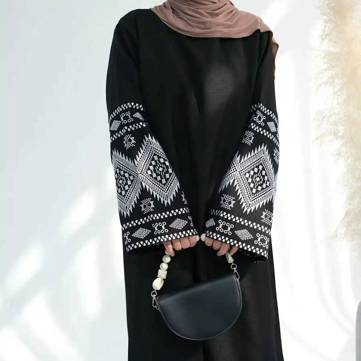 Elegant Embroidered Cuff Abaya Dress #24901 - Modest Islamic Clothing for Women - Perfect for Prayer, Eid, and Special Occasions