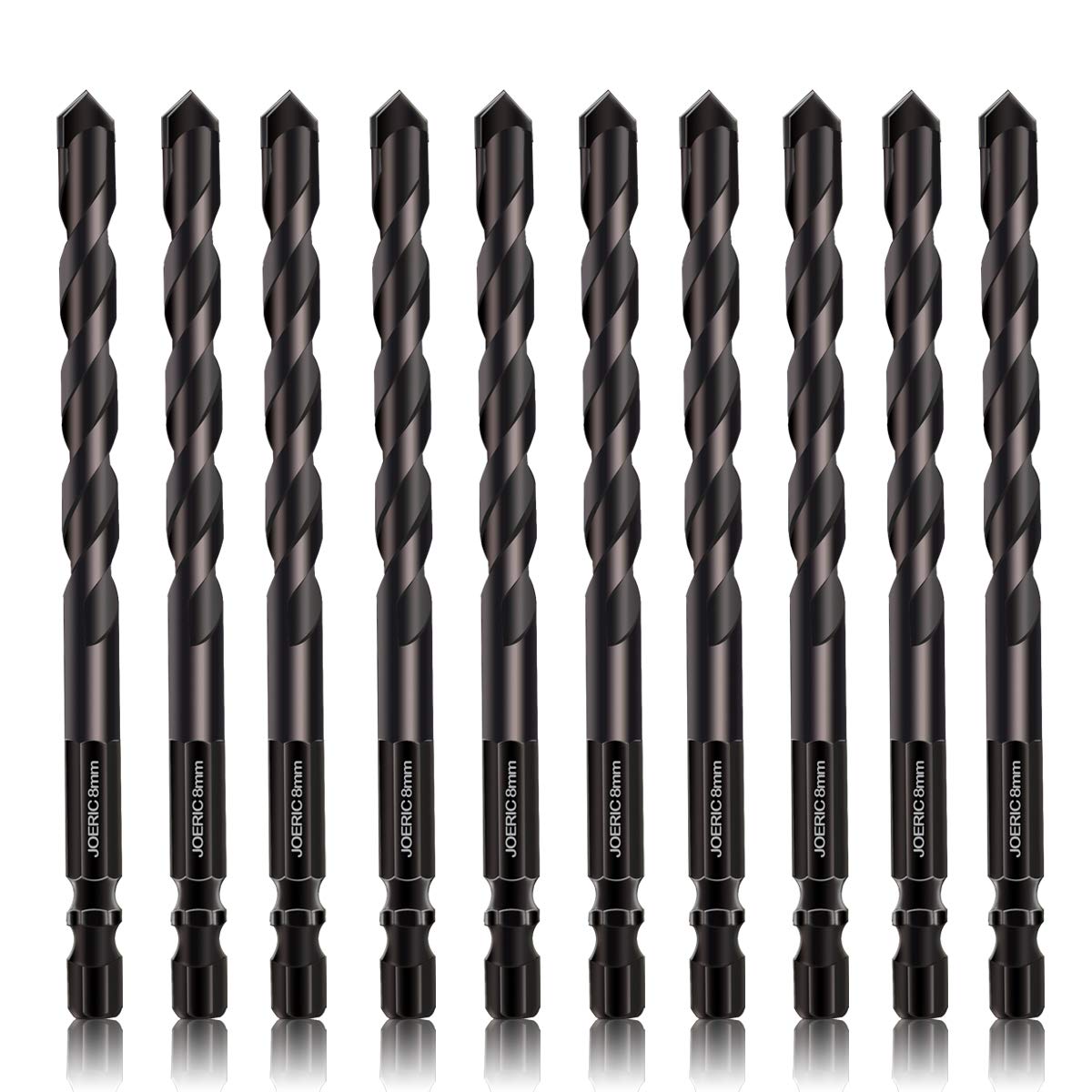 10-Piece 8MM Ceramic Tile Drill Bit Set - JOERIC 5/16 Inch Masonry Drill Bits for Concrete, Tile, Wood, Porcelain, Mirror, Plastic & Marble Walls - Carbide Tip for Strength - Perfect for Home DIY Projects, Bathroom Renovations & Wall Installations
