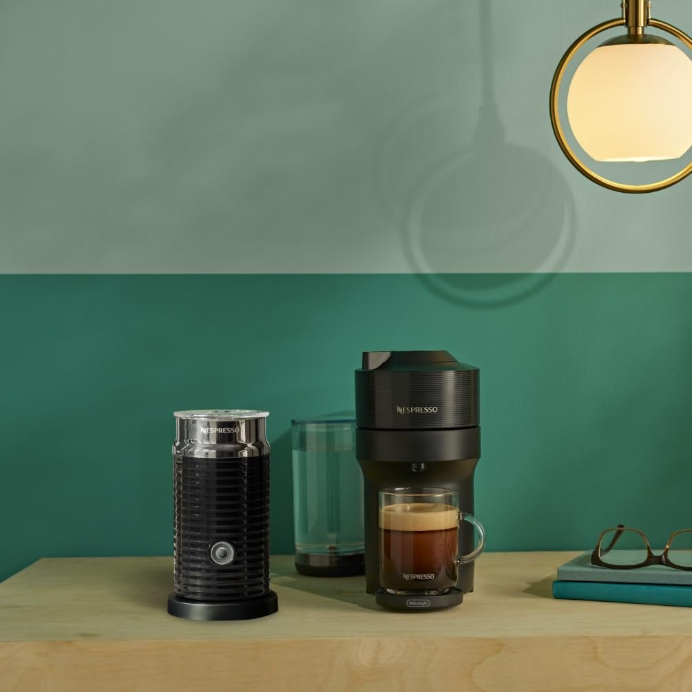 De'Longhi Nespresso Vertuo Pop+ Coffee & Espresso Machine with Aeroccino Milk Frother - Compact Single-Serve Pod Brewer for Home & Office - Liquorice Black (Perfect for Espresso, Latte & Cappuccino Lovers)