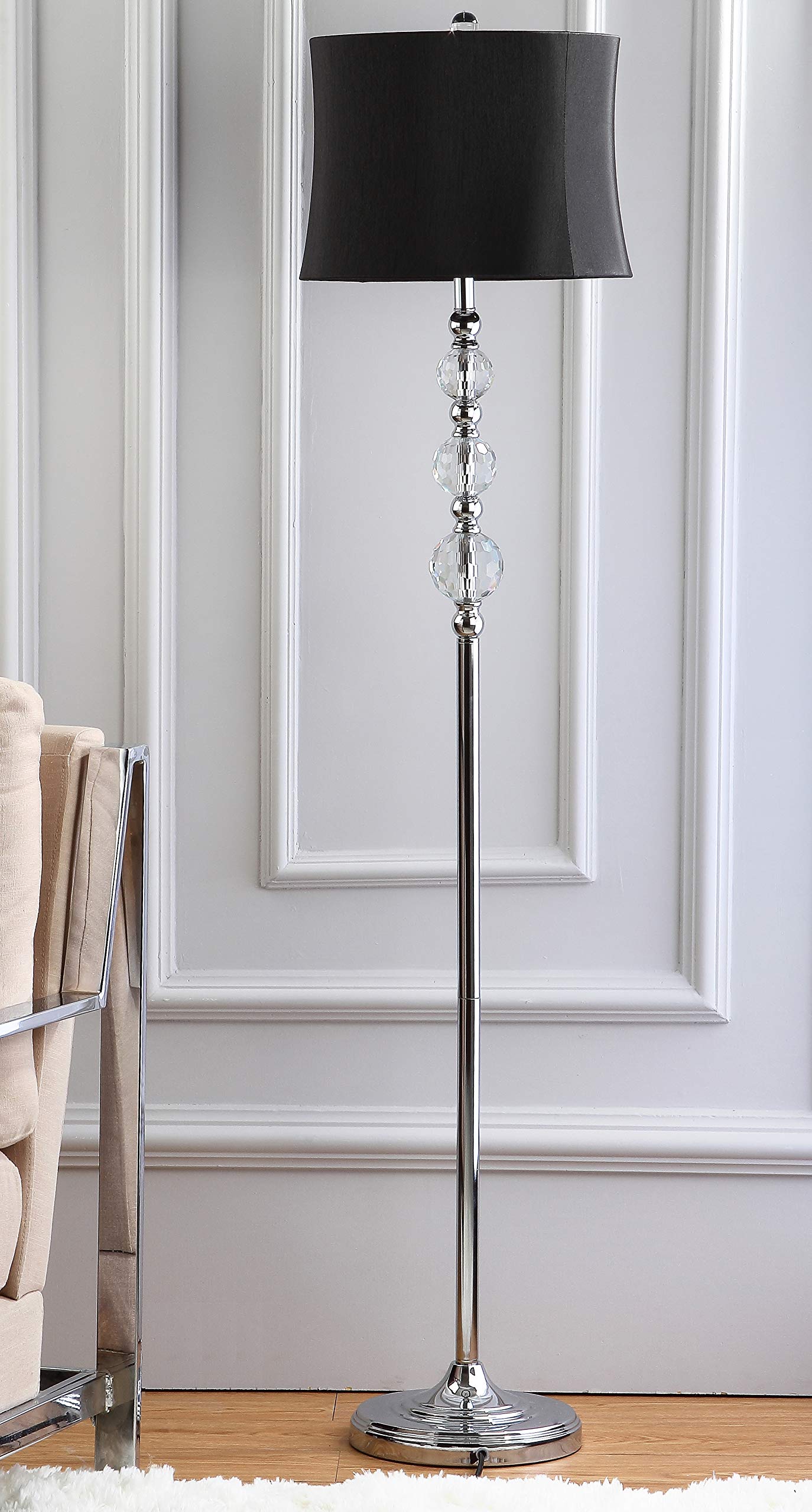 SAFAVIEH Venezia 61-inch Crystal & Black Floor Lamp with LED Bulb - Modern Standing Light for Living Room, Bedroom, Home Office - Elegant Lighting for Reading, Relaxation & Home Decor