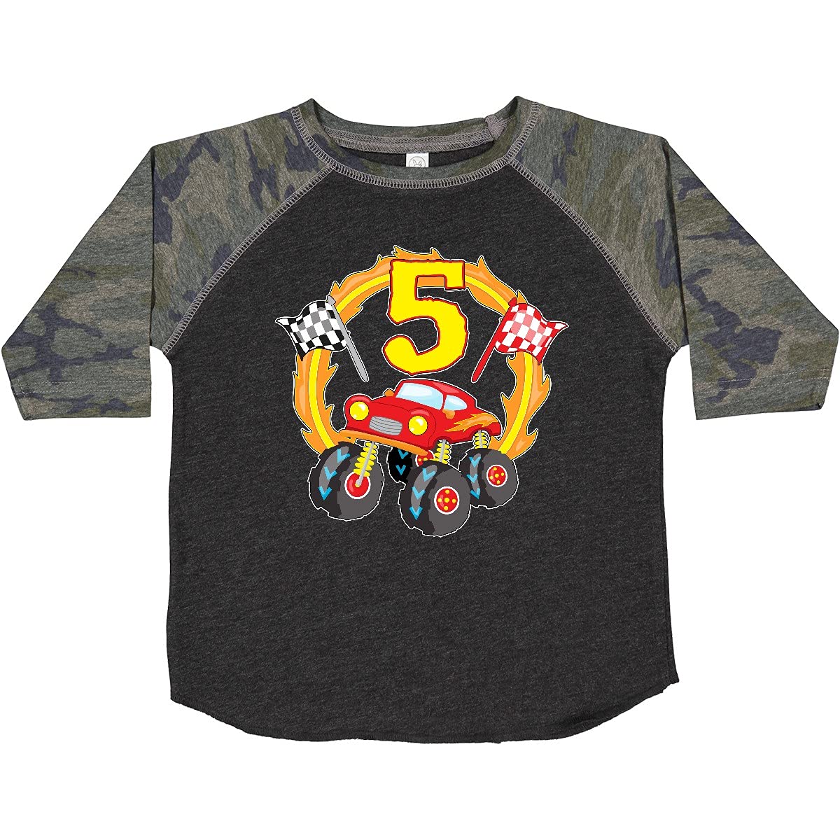 Inktastic Monster Truck 5th Birthday Toddler T-Shirt - Cute Boys' Graphic Tee for Birthday Party, Playdate & Everyday Wear