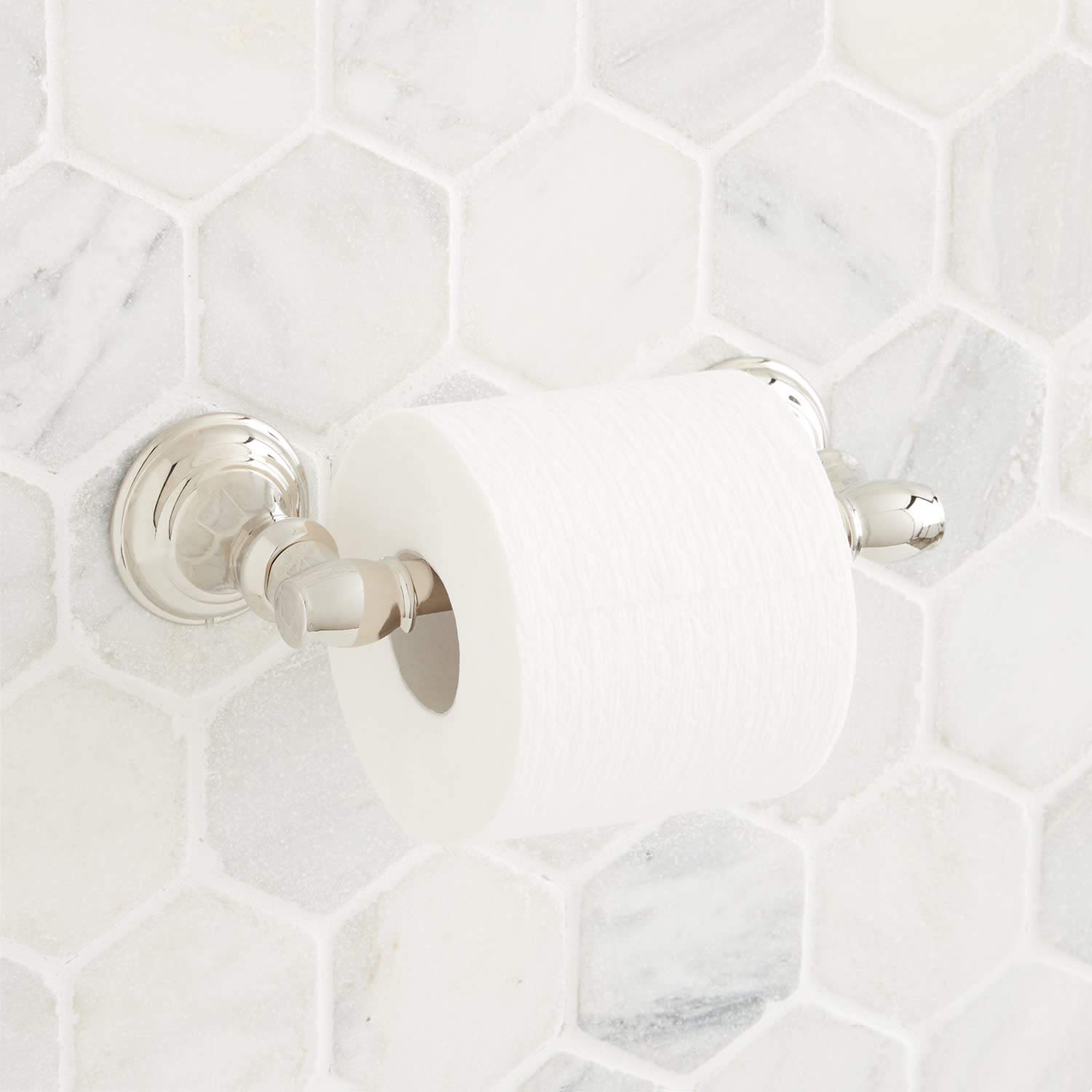 Signature Hardware 446912 Beasley Double Post Toilet Paper Holder - Polished Nickel Bathroom Accessory for Modern & Traditional Homes - Perfect for Bathrooms, Powder Rooms & Guest Suites