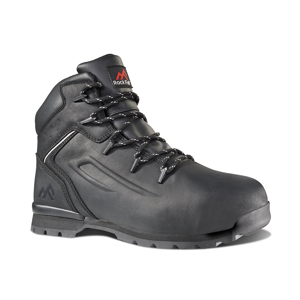 Rock Fall RF350 Carson Black Waterproof Safety Boot - Men's Steel Toe Work Boots for Construction & Industrial Safety - Slip Resistant, Electrical Hazard Protection - Ideal for Outdoor Work & Heavy Duty Jobs