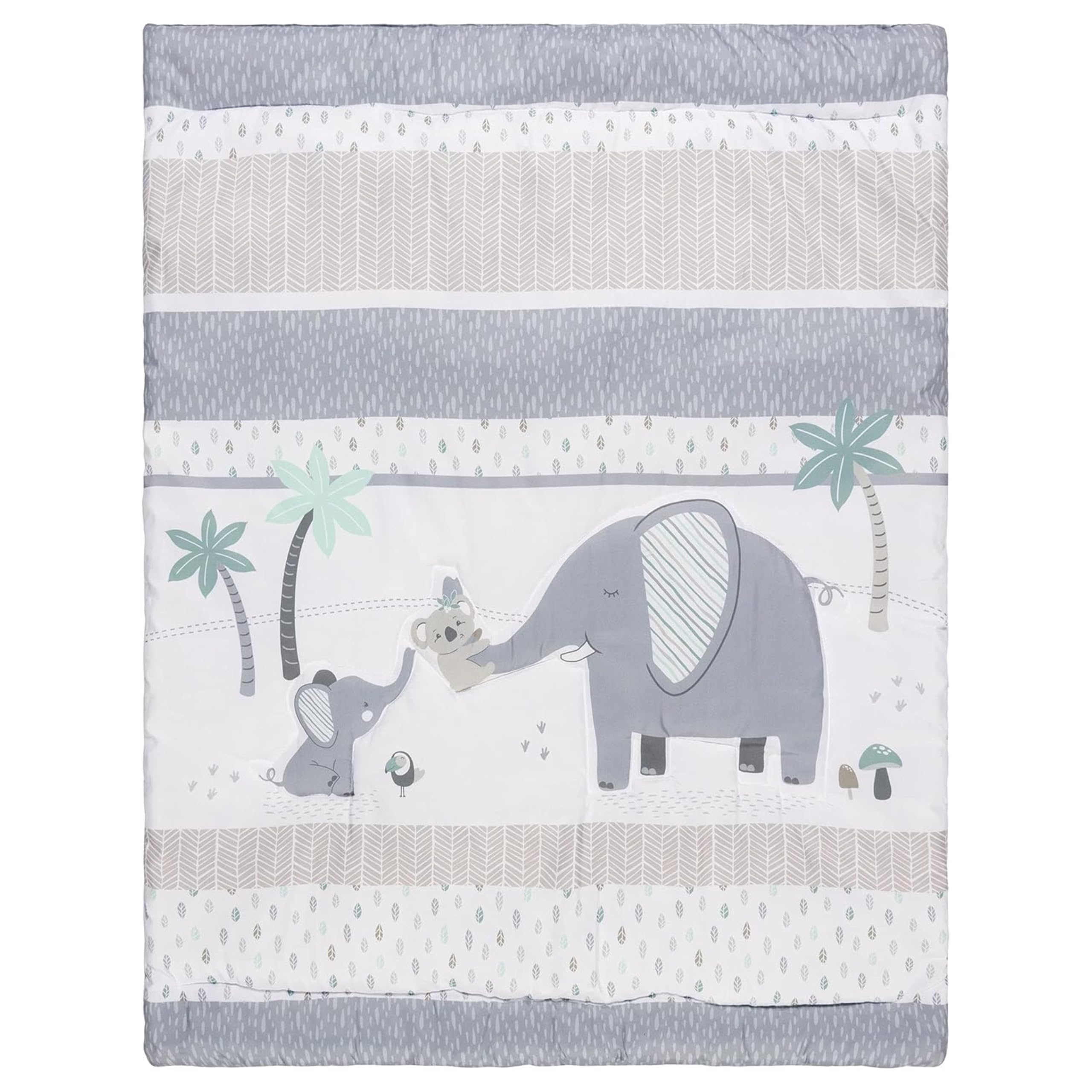 Sammy & Lou Ellie & Friends 4-Piece Baby Crib Bedding Set - Soft Neutral Quilt, Fitted Crib Sheets, Crib Skirt & Plush Toy | Nursery Essentials for Newborns & Toddlers | Perfect for Gender-Neutral Nursery Decor & Baby Shower Gifts