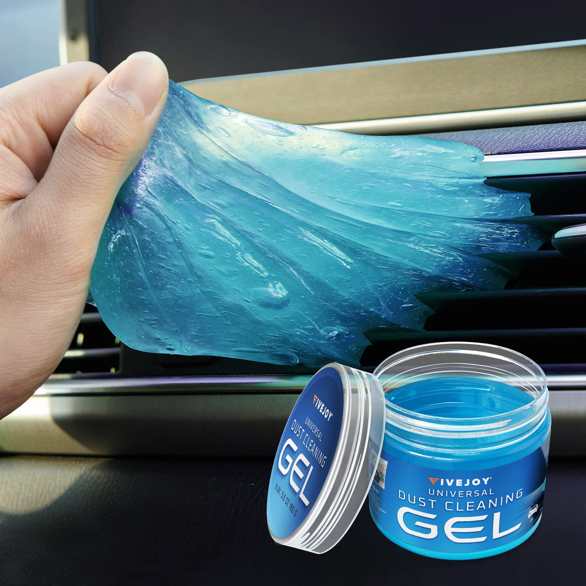 FiveJoy Reusable Universal Cleaning Gel for Car Detailing - Auto Interior Dust Cleaner Putty for Keyboard, Air Vents, Laptop & Electronics | Perfect for Car Detailing, Home Office Cleaning & Computer Maintenance