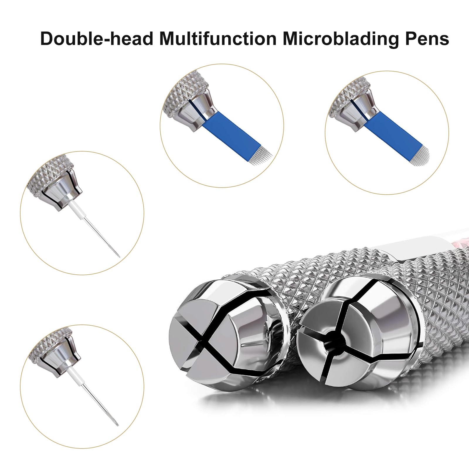 Microblading Pen Set - 5 Piece Double Sided Manual Eyebrow Tattoo Kit with Microblade Tools for Professional Salon & Home Makeup Supplies - Perfect for Eyebrow Shaping & Enhancement