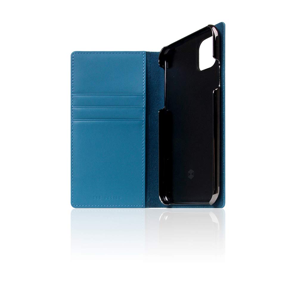 Premium Italian Carbon Leather Wallet Case for iPhone 11 Pro - Handmade Diary Style with Multiple Card Slots & Side Cash Pocket | Luxury Protective Phone Cover | Perfect for Business, Travel & Everyday Use (Blue, Gift Box Included)