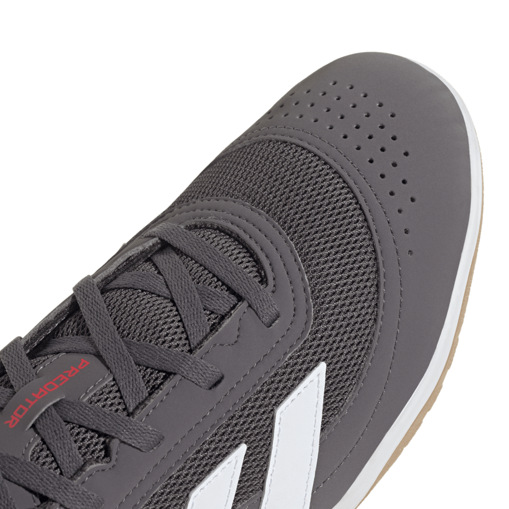 Adidas Predator Club IN Indoor Soccer Shoes for Men - Grey Strata/Cloud White/Lucid Red - Perfect for Futsal, Training & Indoor Football Games