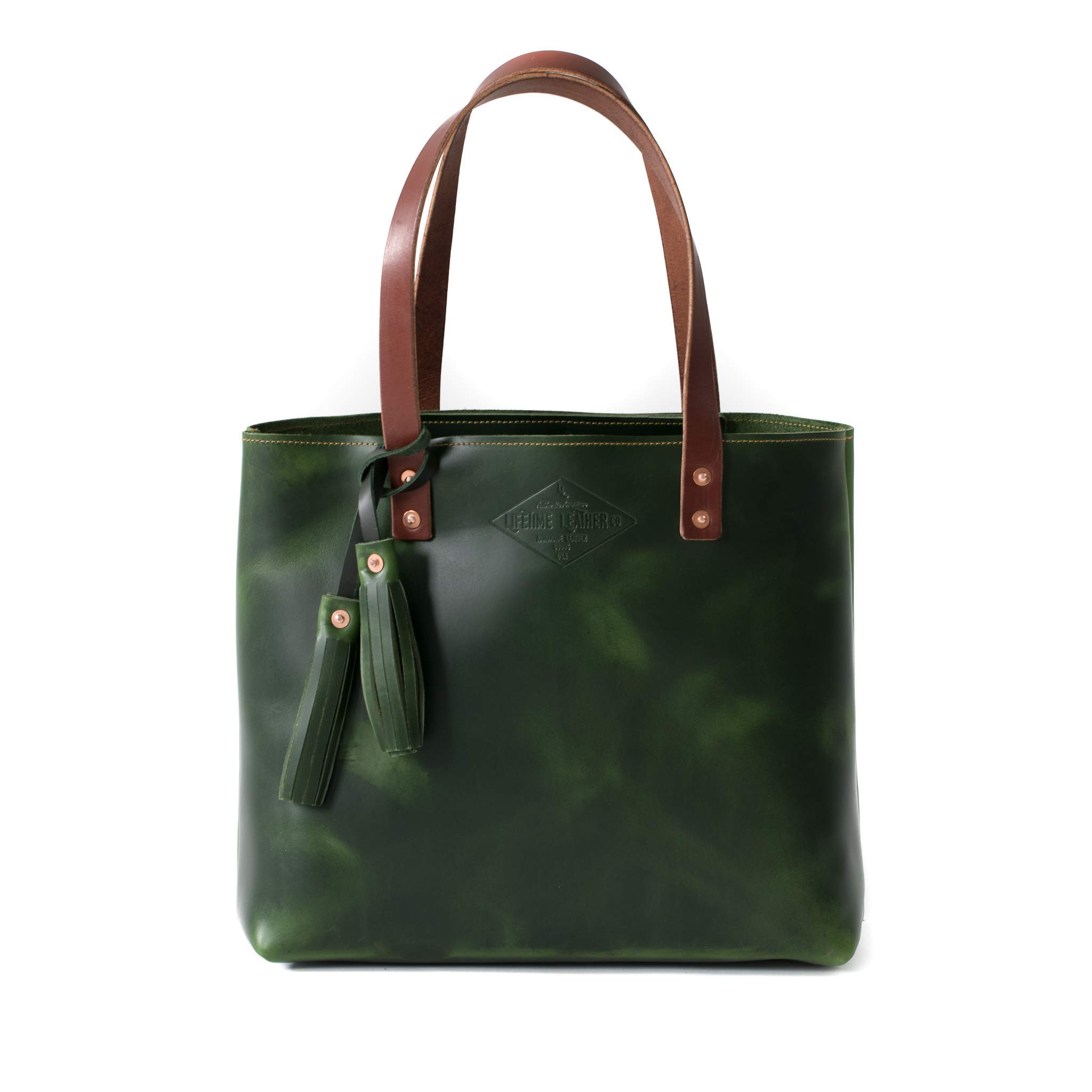 Green Leather Tote Bag for Women - Stylish Diaper & Laptop Bag
