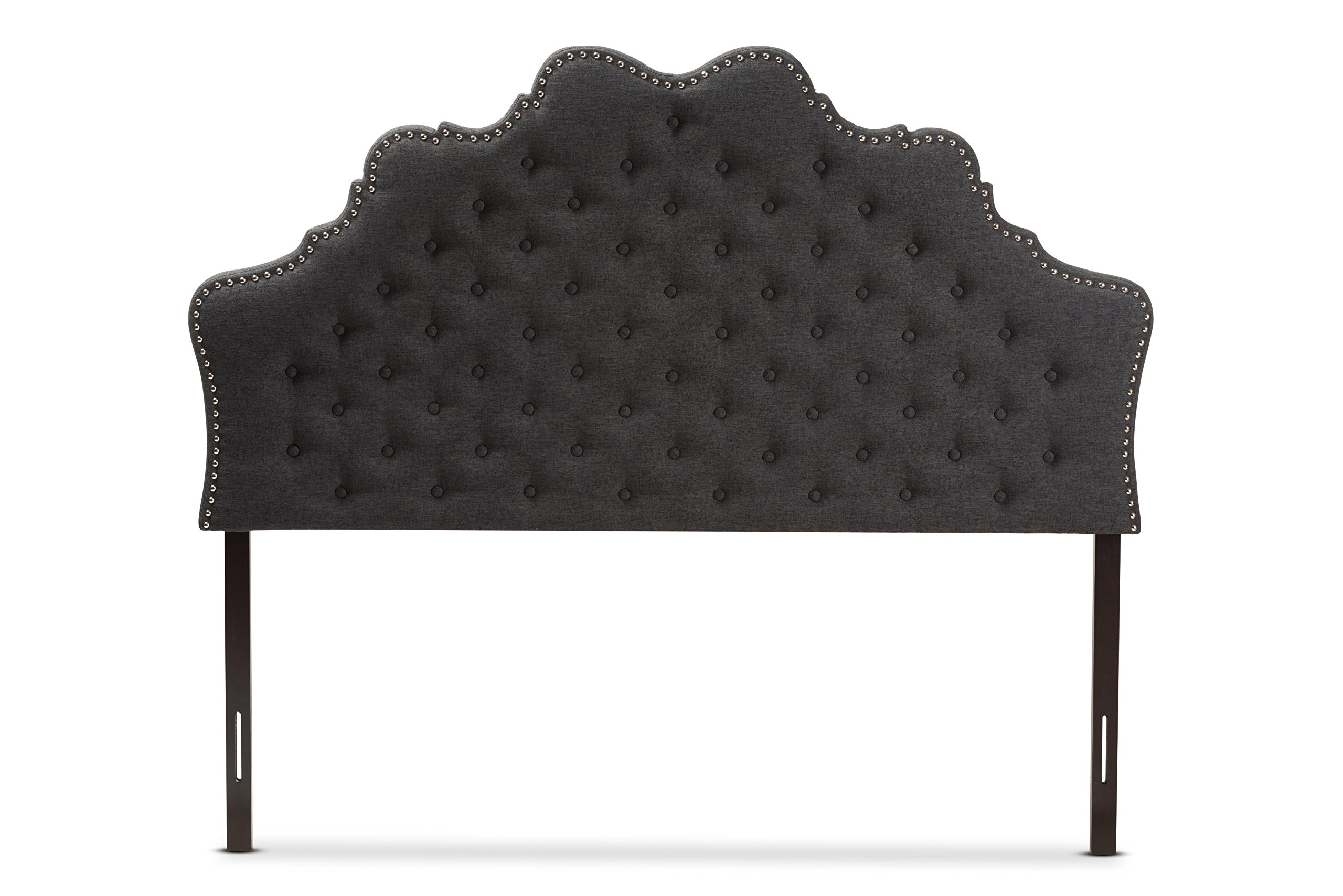Baxton Studio Matilda Modern Fabric Queen Size Headboard - Dark Grey Upholstered Bed Frame Headboard for Master Bedroom, Guest Room & Home Decor