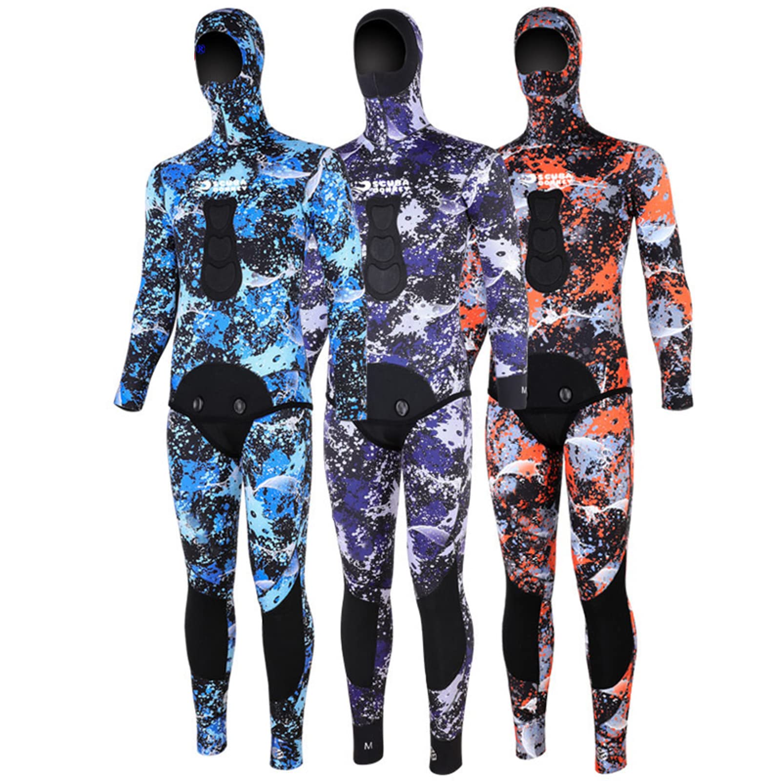 3MM Camo Hooded Wetsuit 2-Piece Set for Men & Women - Thermal Diving Suit for Spearfishing, Snorkeling, Scuba Diving & Surfing | Perfect for Cold Water Adventures & Water Sports Enthusiasts