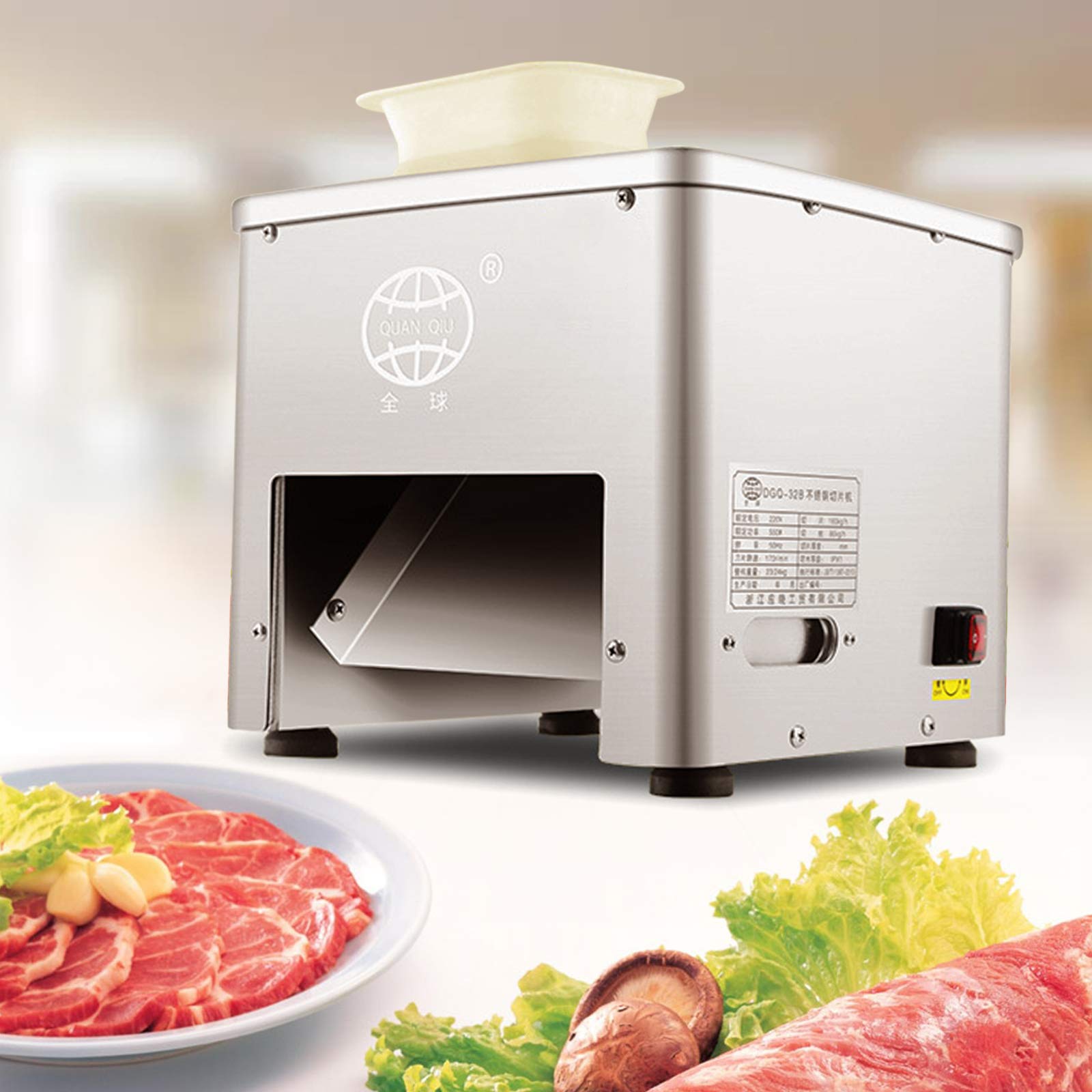 Commercial Meat Cutter Machine 85mm Blade - Automatic Slicer for Beef, Pork & Poultry - Stainless Steel Electric Meat Slicer (350lb/h) with Strip & Cube Cutting - 110V US Plug for Restaurants, Butcher Shops & Catering Services