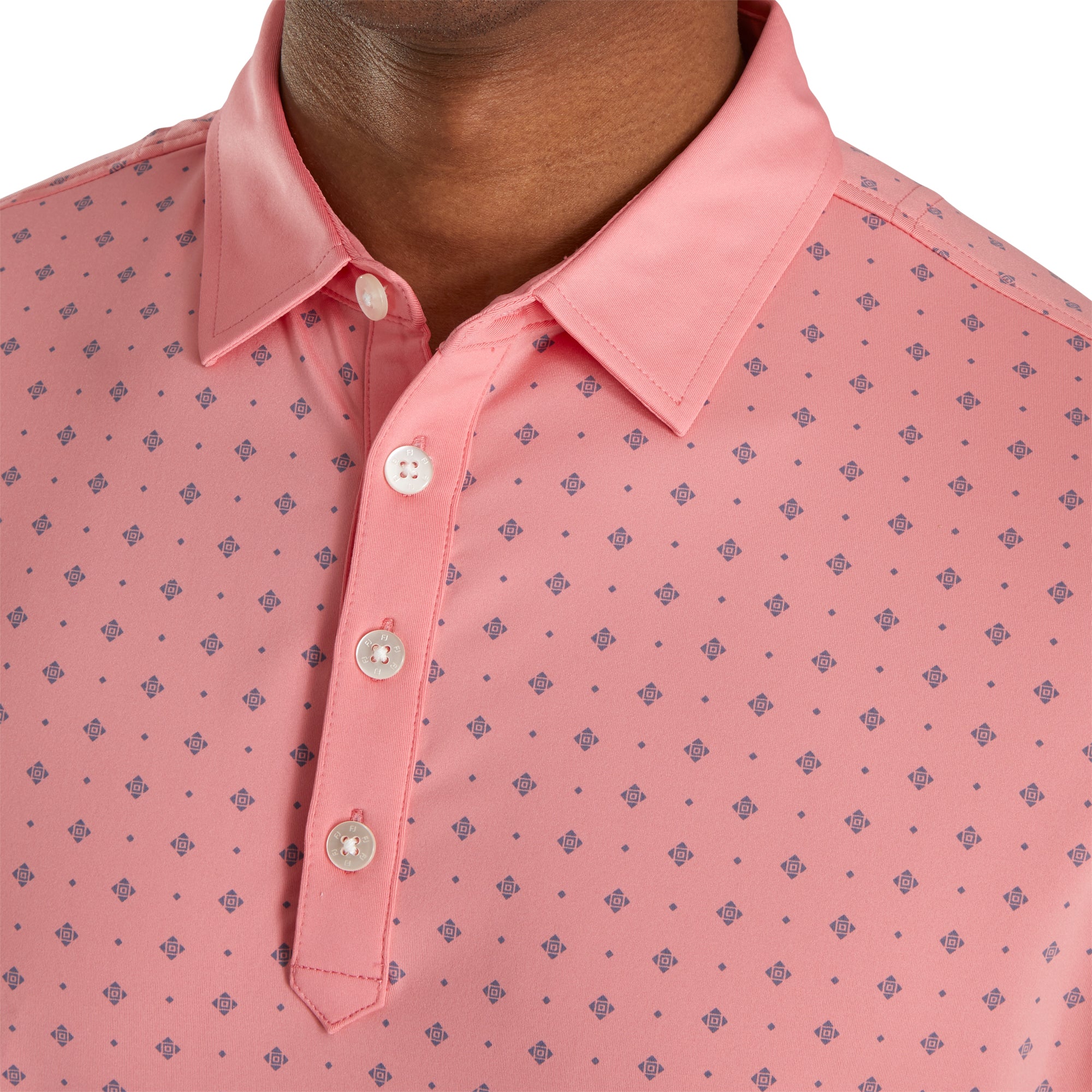 FootJoy Men's Athletic Fit Deco Print Coral Golf Polo Shirt - Breathable & Moisture-Wicking for Comfort on the Golf Course