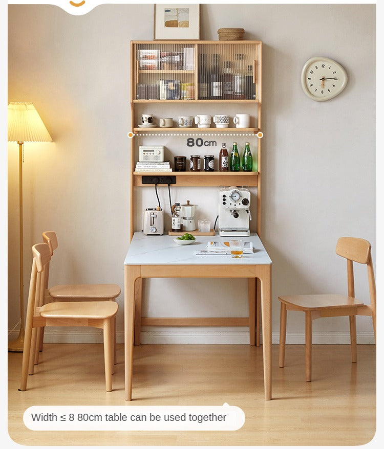 Solid Beech Wood Ultra-Thin Dining Sideboard - Modern Buffet Cabinet for Dining Room, Kitchen Storage & Living Room Decor
