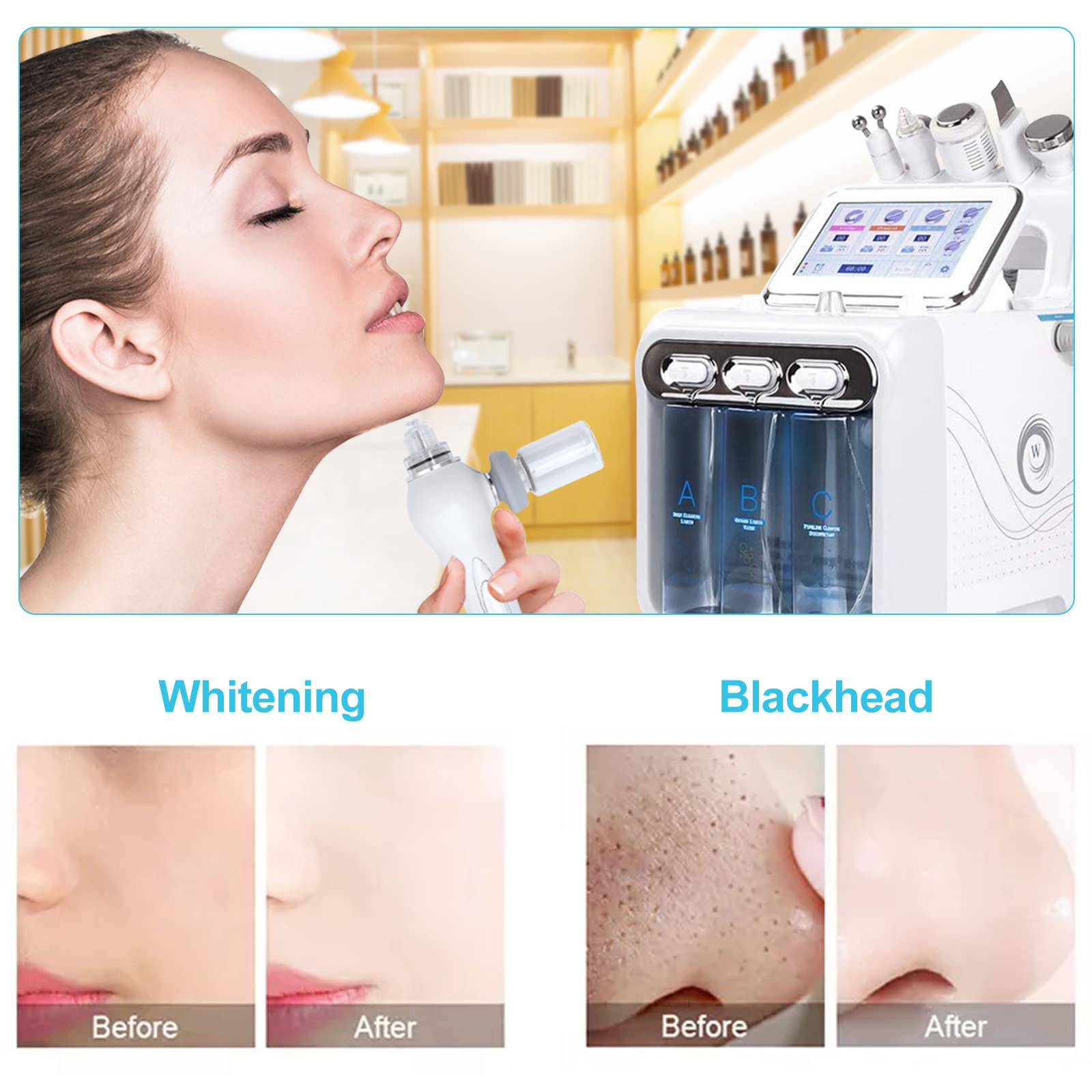 6 in 1 Hydrogen Oxygen Beauty Machine - Professional Facial Skin Spa Device for Deep Cleansing, Moisturizing & Pore Refining | Effectively Remove Dirt & Rejuvenate Skin | Perfect for Home Beauty Care & Salon Treatments