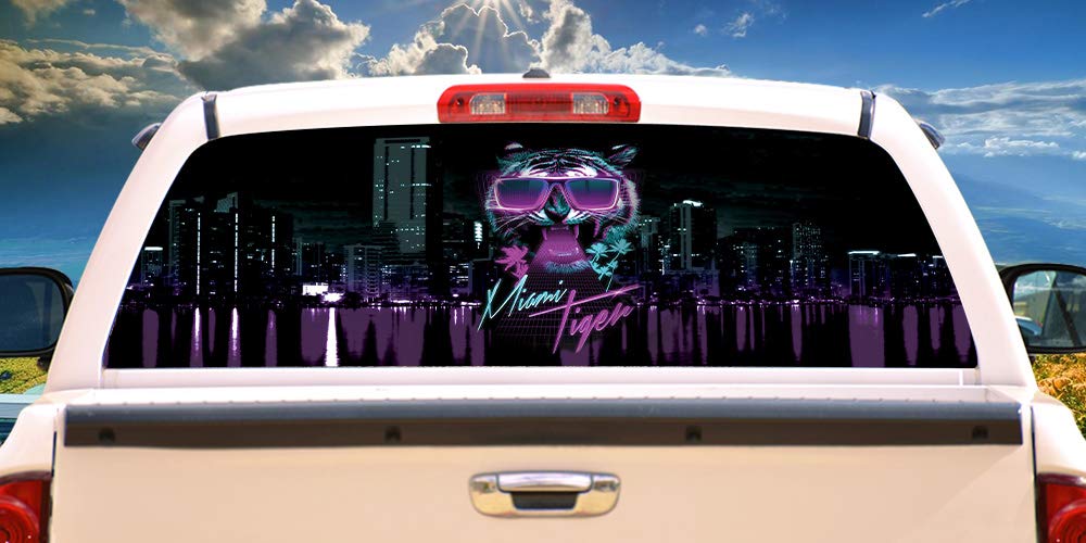 SignMission Miami Tiger Rear Window Vinyl Decal - HD Graphics, Professional Grade Material, Universal Fit for Full Size Trucks - Weatherproof & Car Wash Safe - Made in USA - Perfect for Truck Customization & Personalization