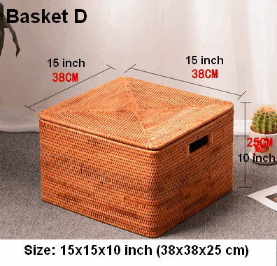 Extra Large Woven Storage Baskets with Lids - Rattan Rectangular Organizer Bins for Shelves, Closet, Living Room | Perfect for Clothes, Blankets & Home Decor Organization