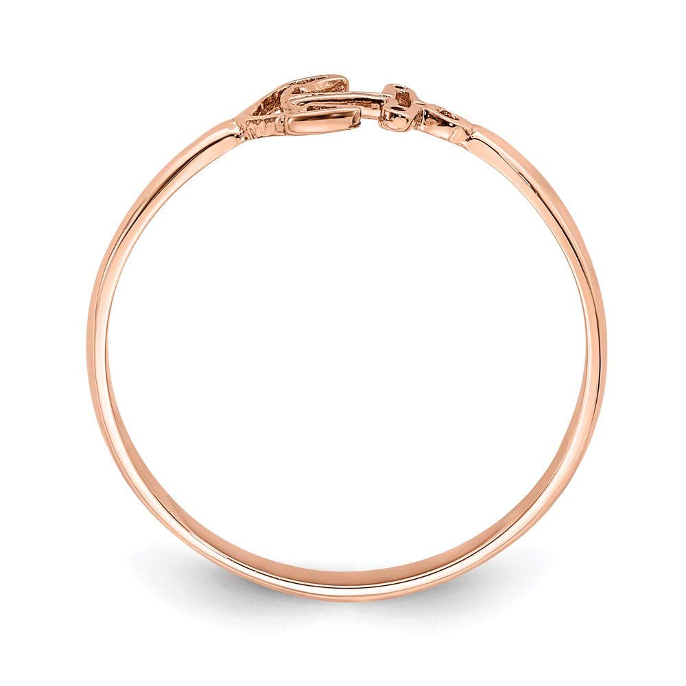 14K Solid Rose Gold Anchor Ring Band for Women - Minimalist Nautical Jewelry for Everyday Wear, Gift for Her, Anniversary, Birthday