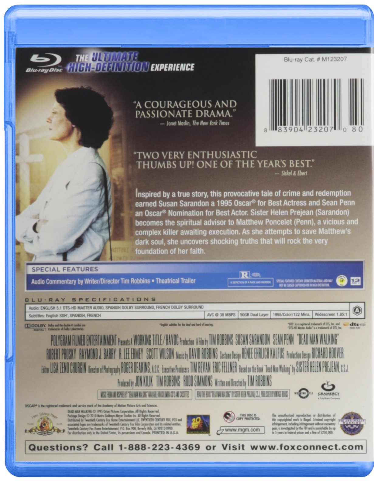 Dead Man Walking [Blu-ray] - Award-Winning Drama Film Starring Susan Sarandon & Sean Penn - Perfect for Movie Night Collections and Film Studies