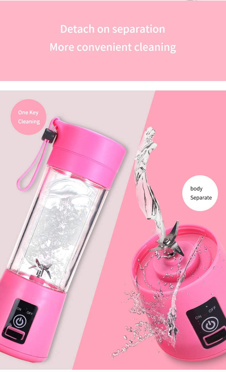 Portable USB Rechargeable Mini Blender for Smoothies, Shakes & Juices - Personal Fruit Blender with Travel Cup - Perfect for Home, Office & Gym - Blue
