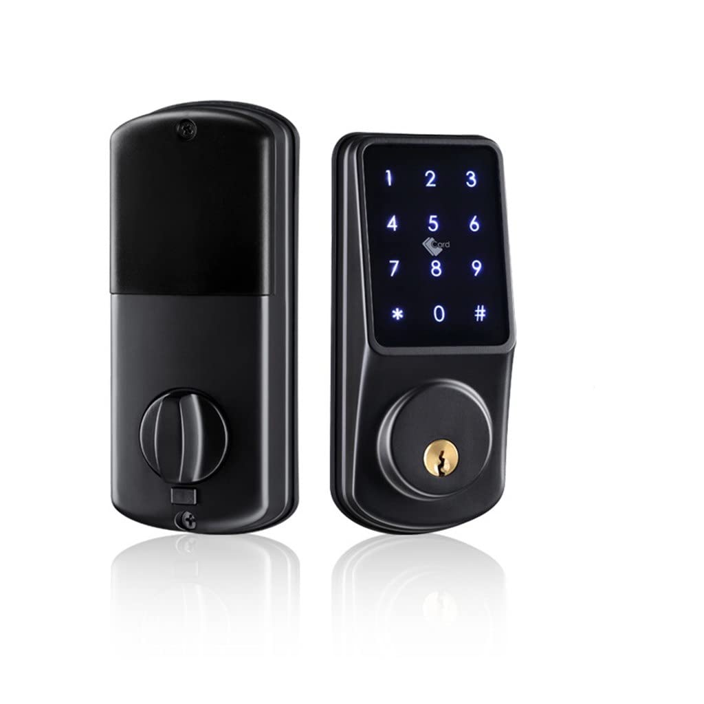 Smart WiFi Electronic Door Lock - Keyless Entry with Mobile App, IC Card & Mechanical Key - Secure Mortise Lock for Home (Black) - Perfect for Apartments, Vacation Rentals & Smart Homes