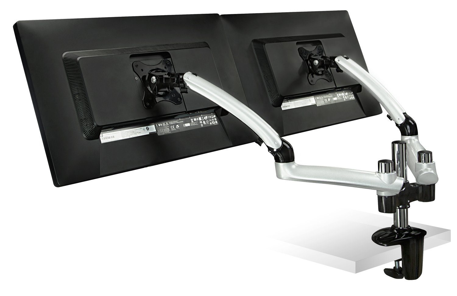 Mount-It! MI-4PC312S Dual Monitor Stand for 13-30 Inch LCD LED Computer Screens - Height Adjustable Full Motion Gas Spring Arm with 36 lb Capacity - Perfect for Home Office, Gaming & Workspace Setup (Silver)